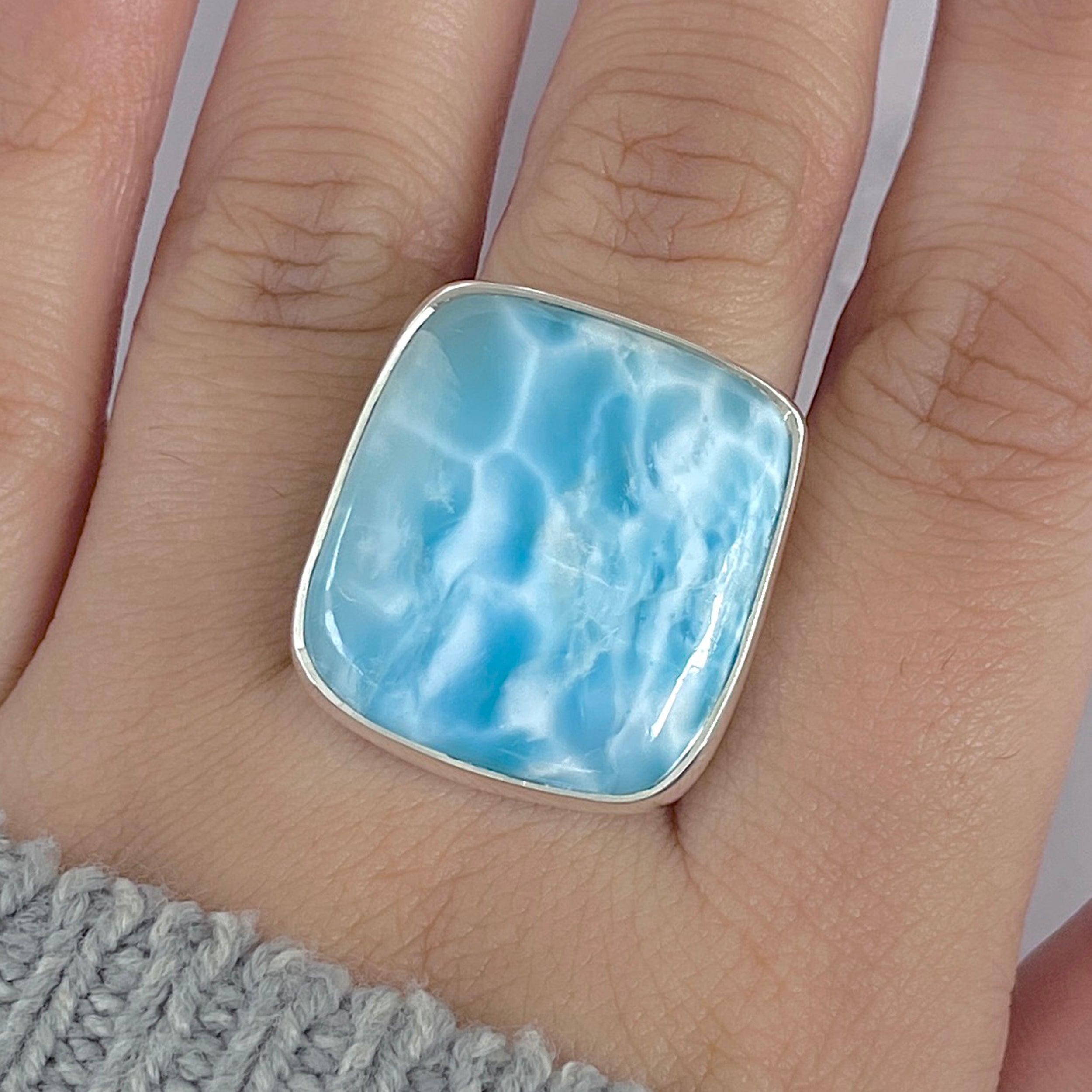 Larimar Adjustable Ring-(LAR-R-1954.)