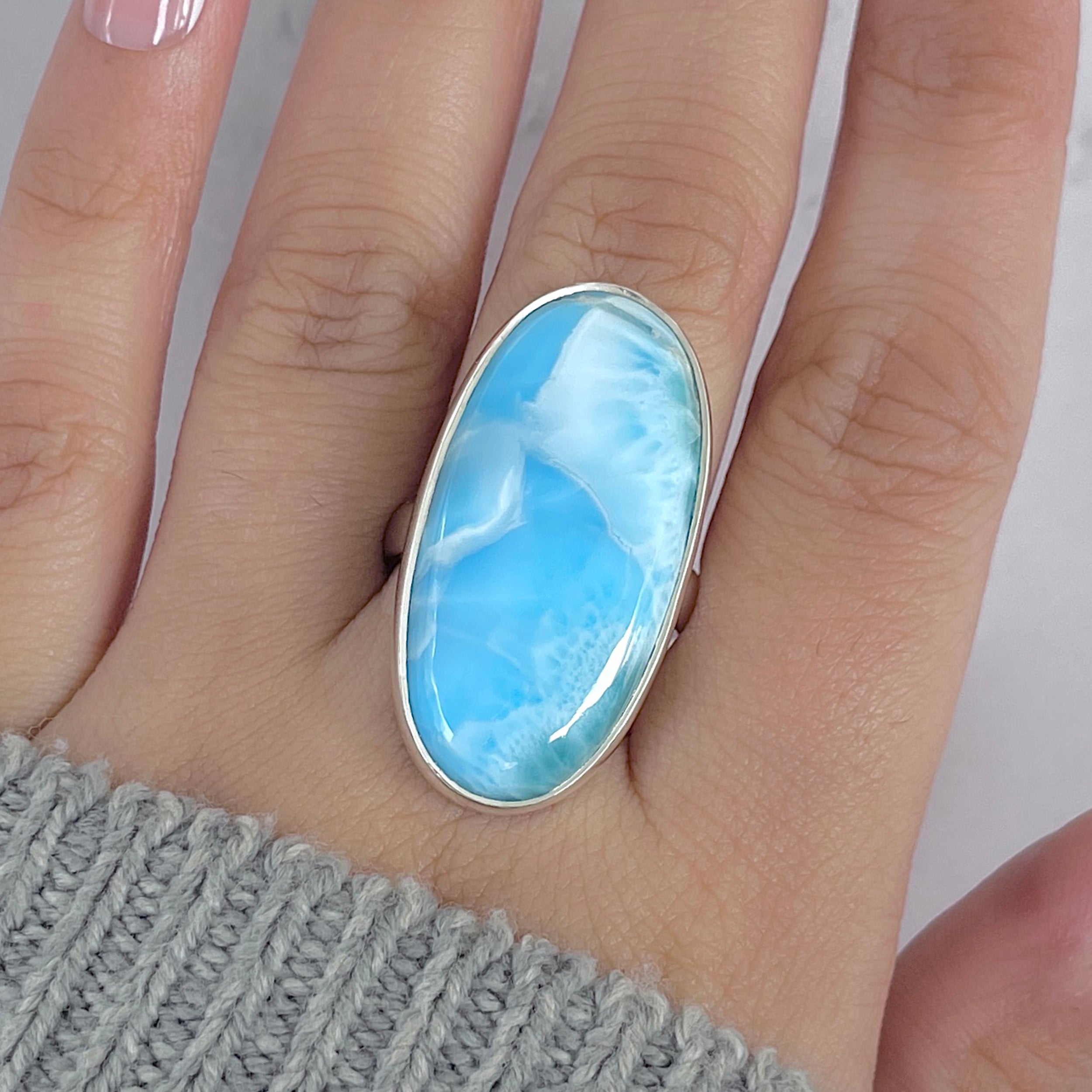 Larimar Adjustable Ring-(LAR-R-1956.)