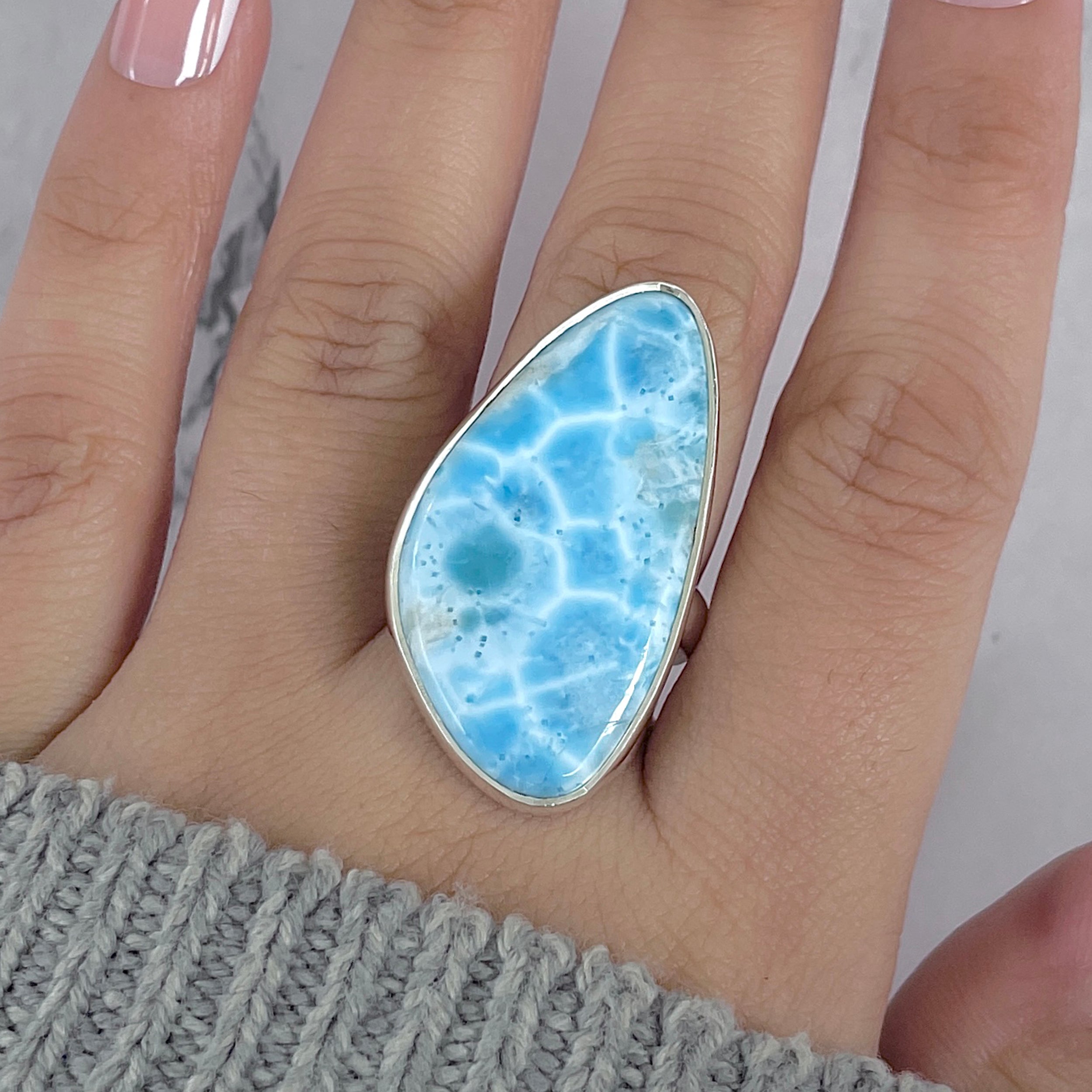 Larimar Adjustable Ring-(LAR-R-1962.)