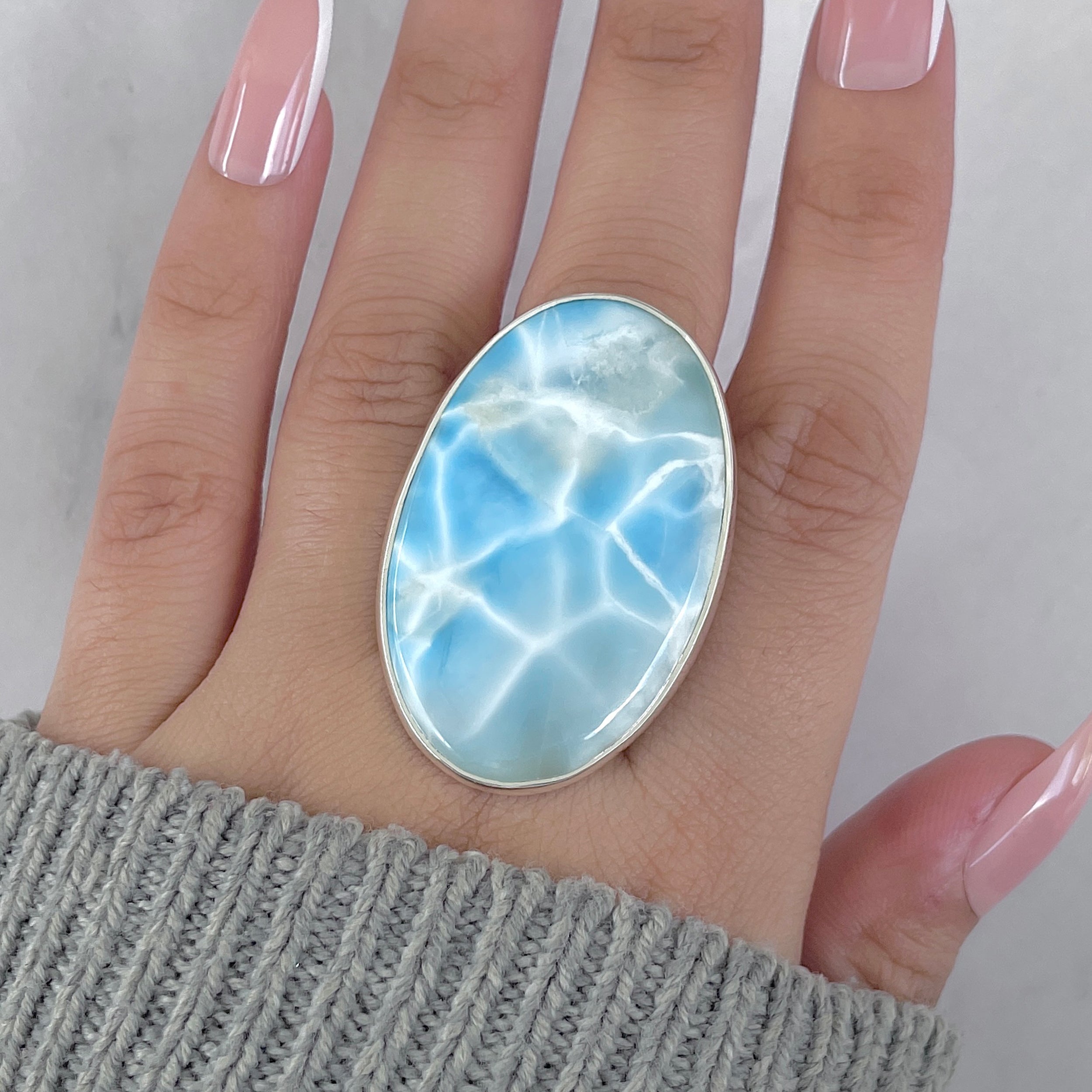 Larimar Adjustable Ring-(LAR-R-1969.)
