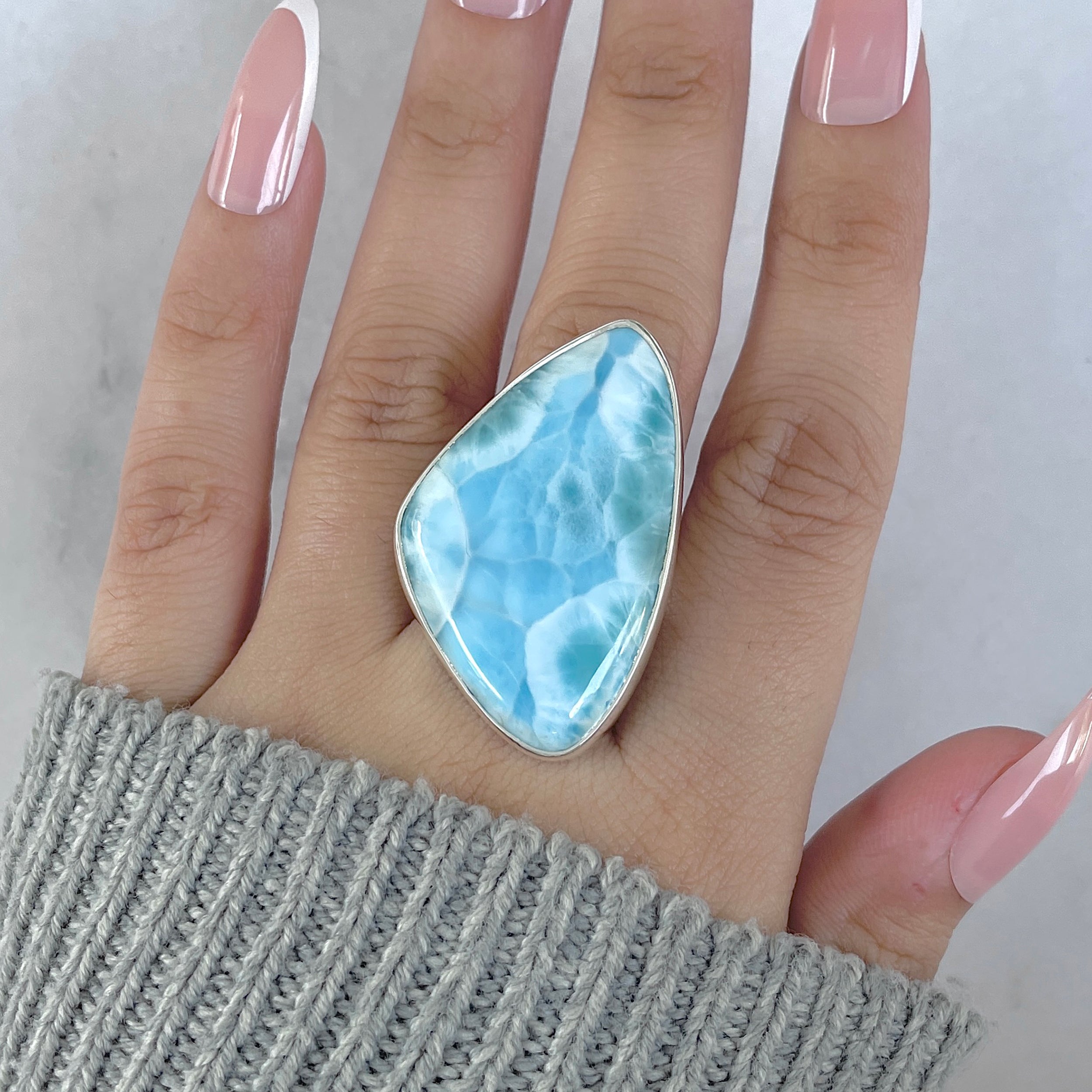 Larimar Adjustable Ring-(LAR-R-1976.)