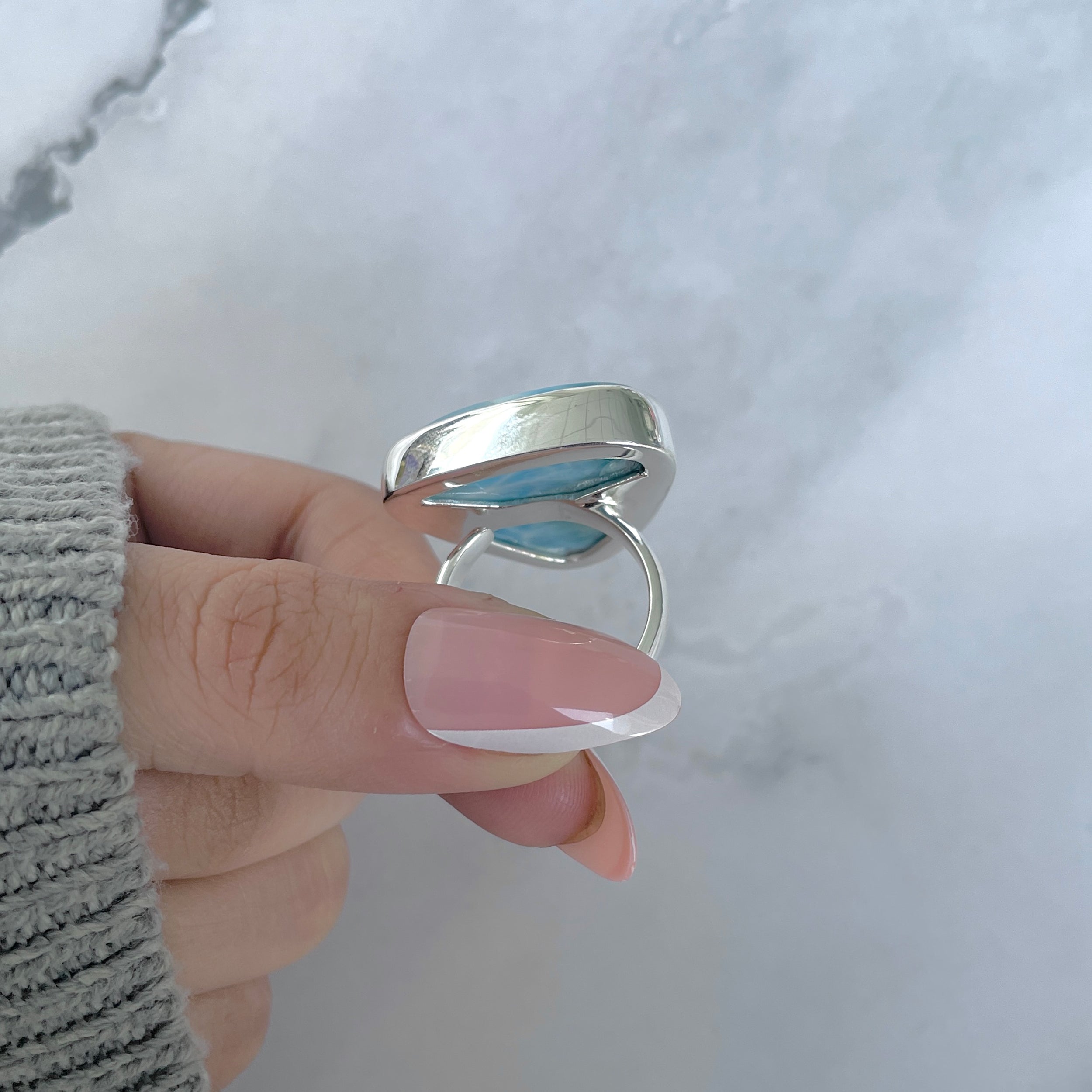 Larimar Adjustable Ring-(LAR-R-1977.)