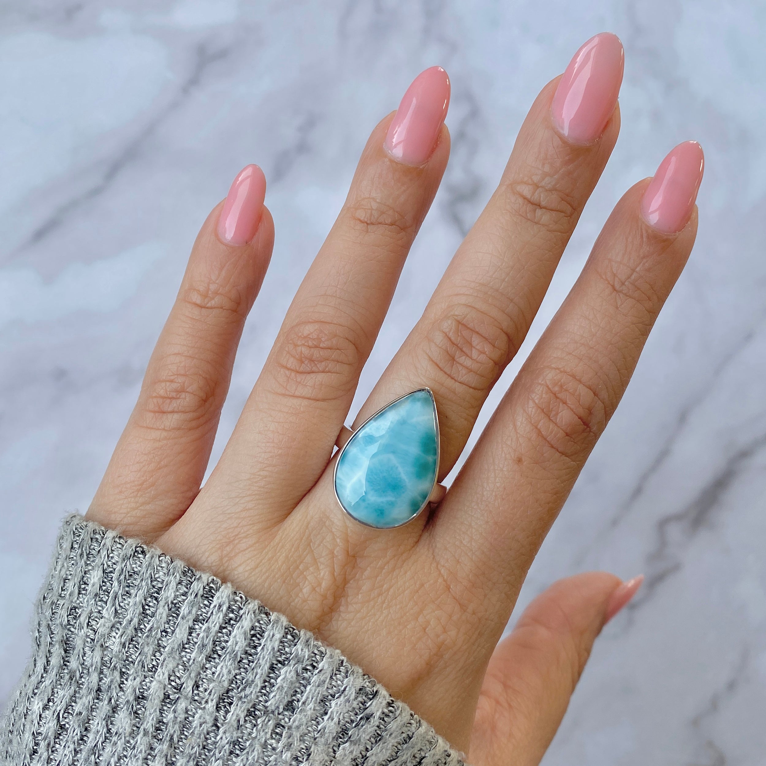 Larimar Adjustable Ring-(LAR-R-52)