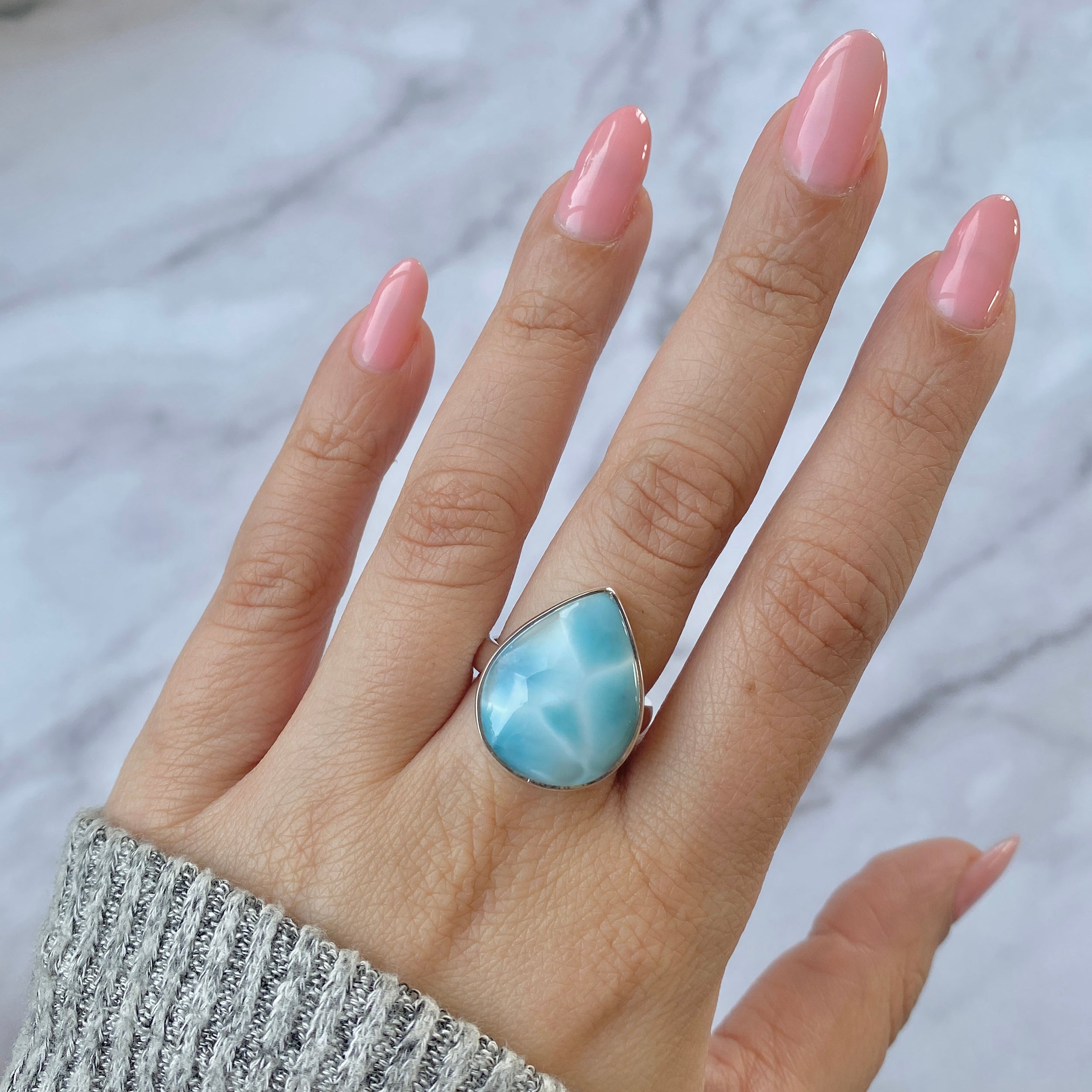 Larimar Adjustable Ring-(LAR-R-53.)