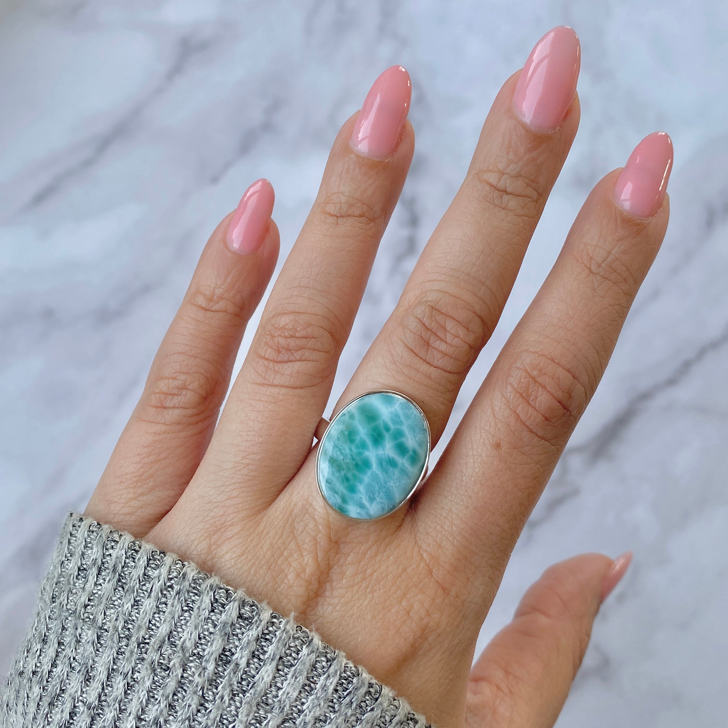 Larimar Adjustable Ring-(LAR-R-60.)