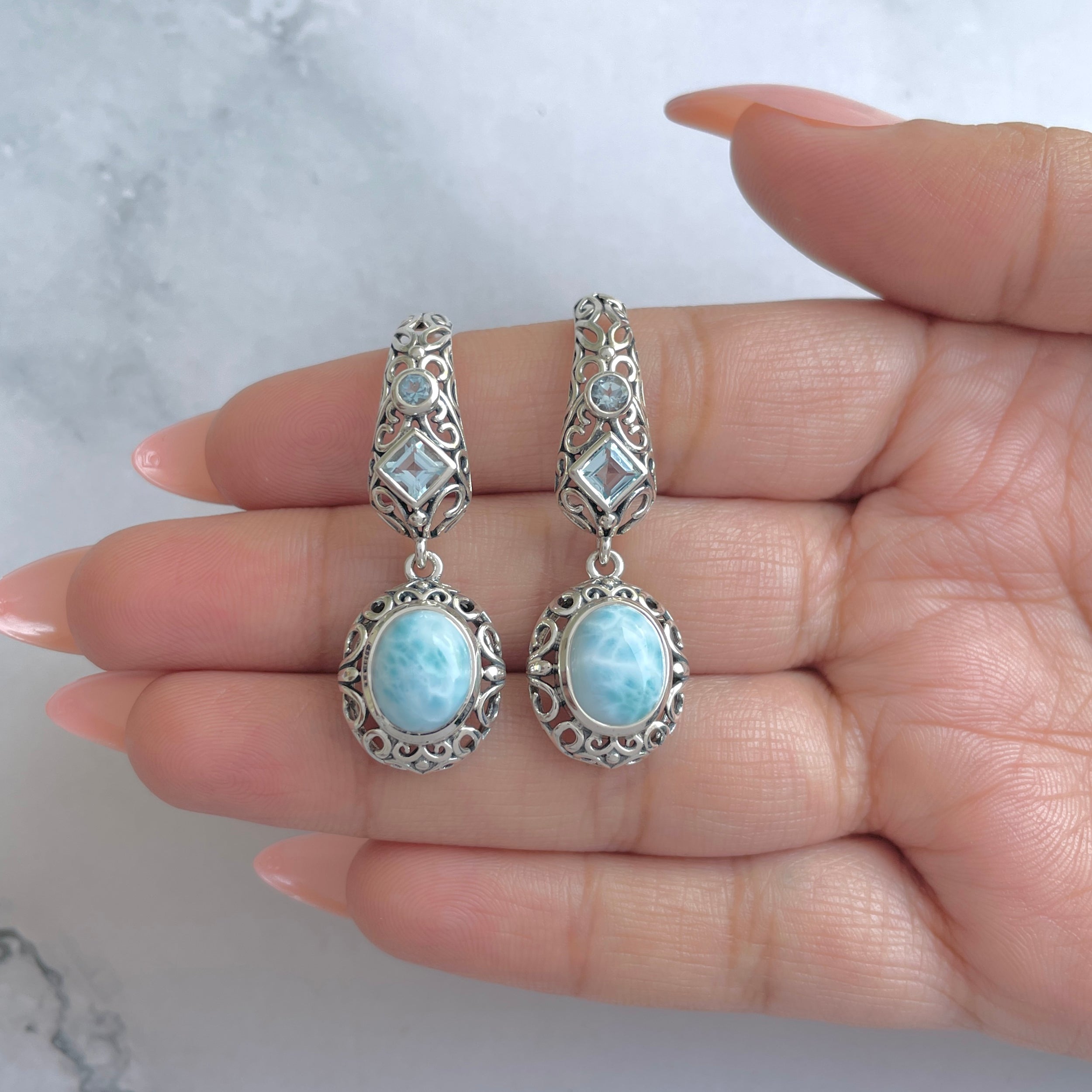 Larimar Earring-(LAR-RDE-109.)