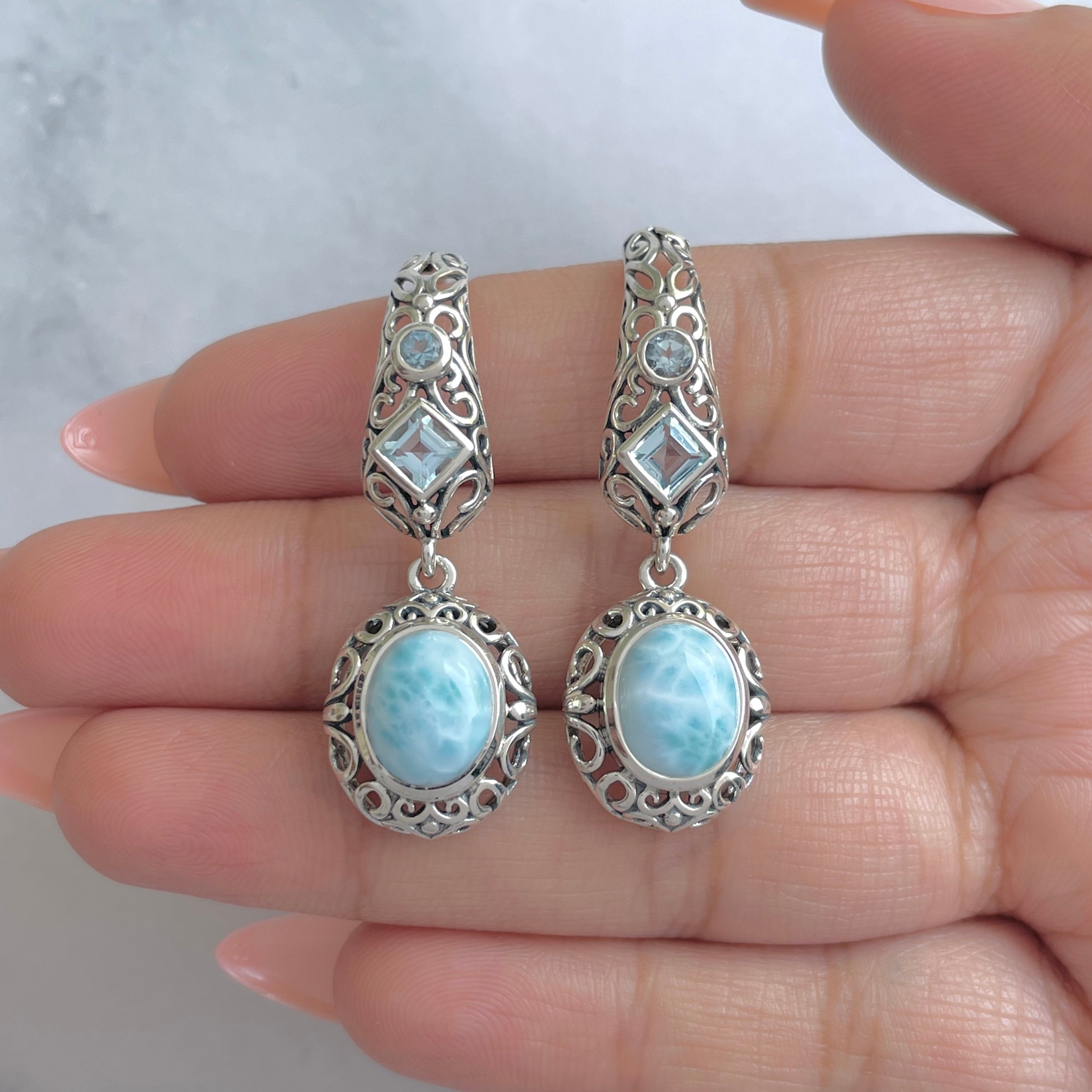 Larimar Earring-(LAR-RDE-109.)