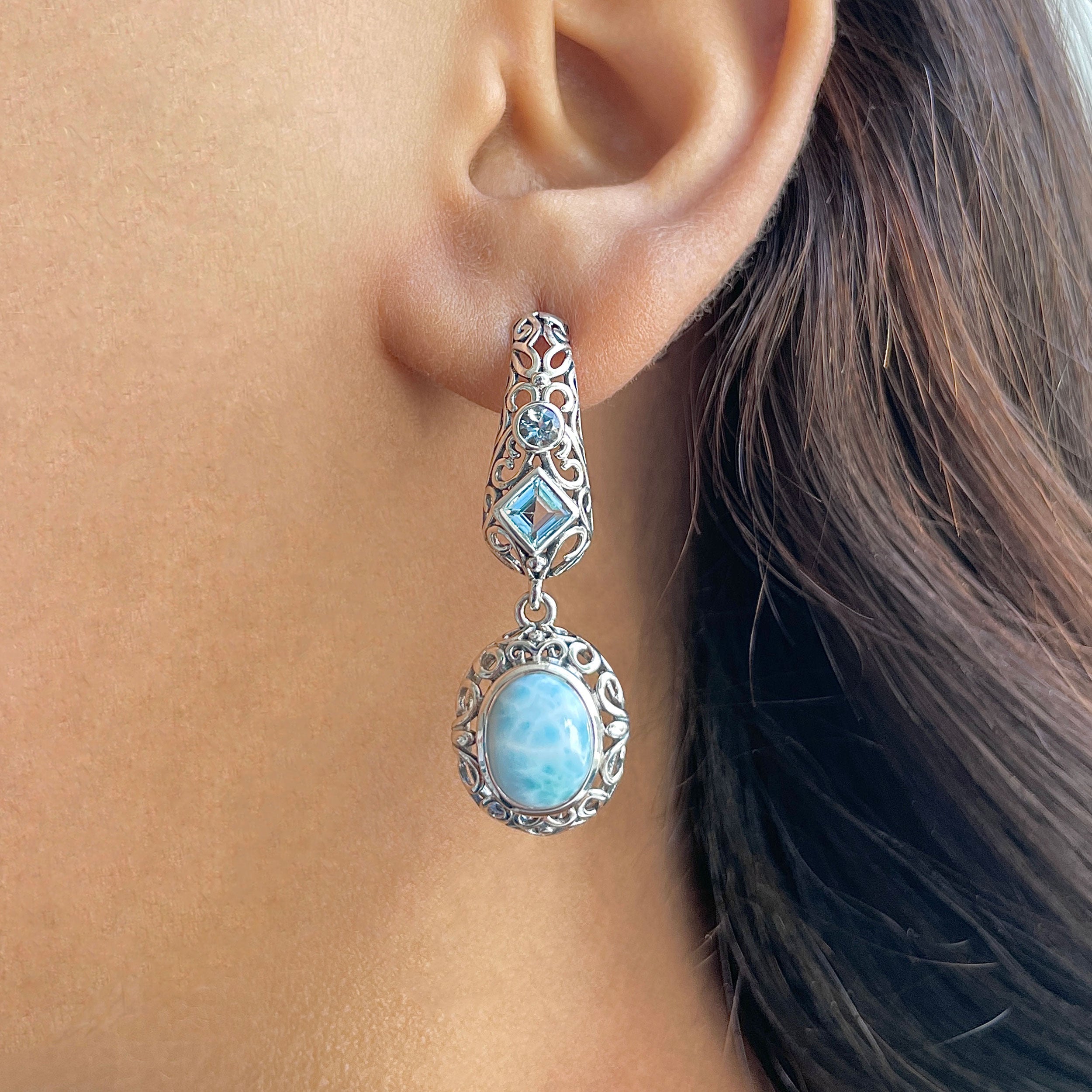 Larimar Earring-(LAR-RDE-109.)