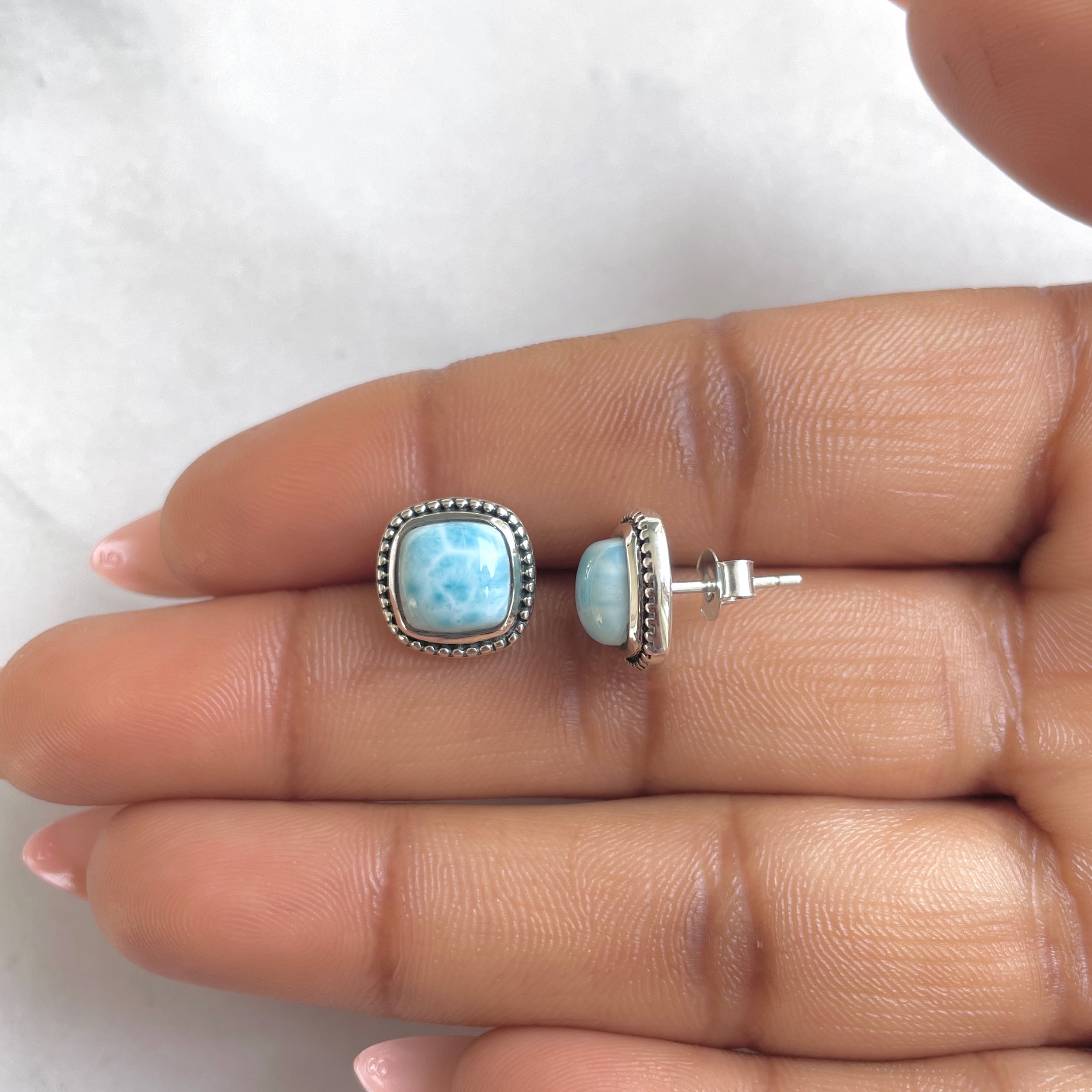 Larimar Earring-(LAR-RDE-115.)