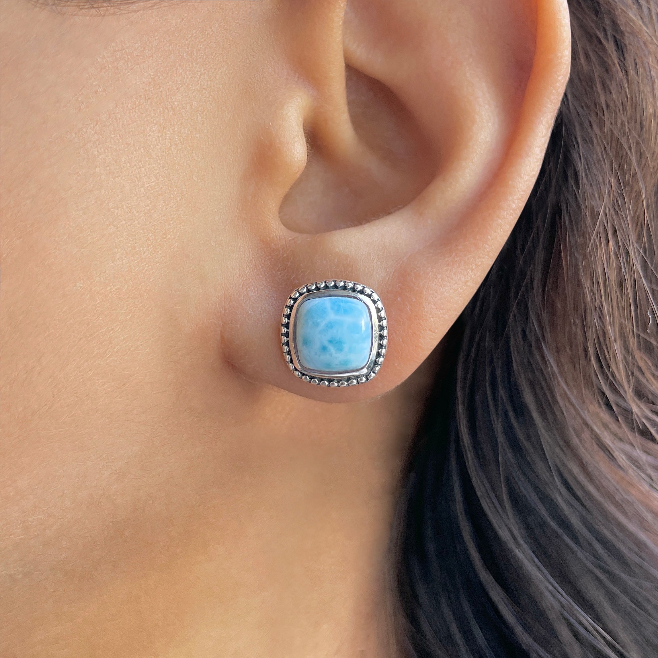 Larimar Earring-(LAR-RDE-115.)