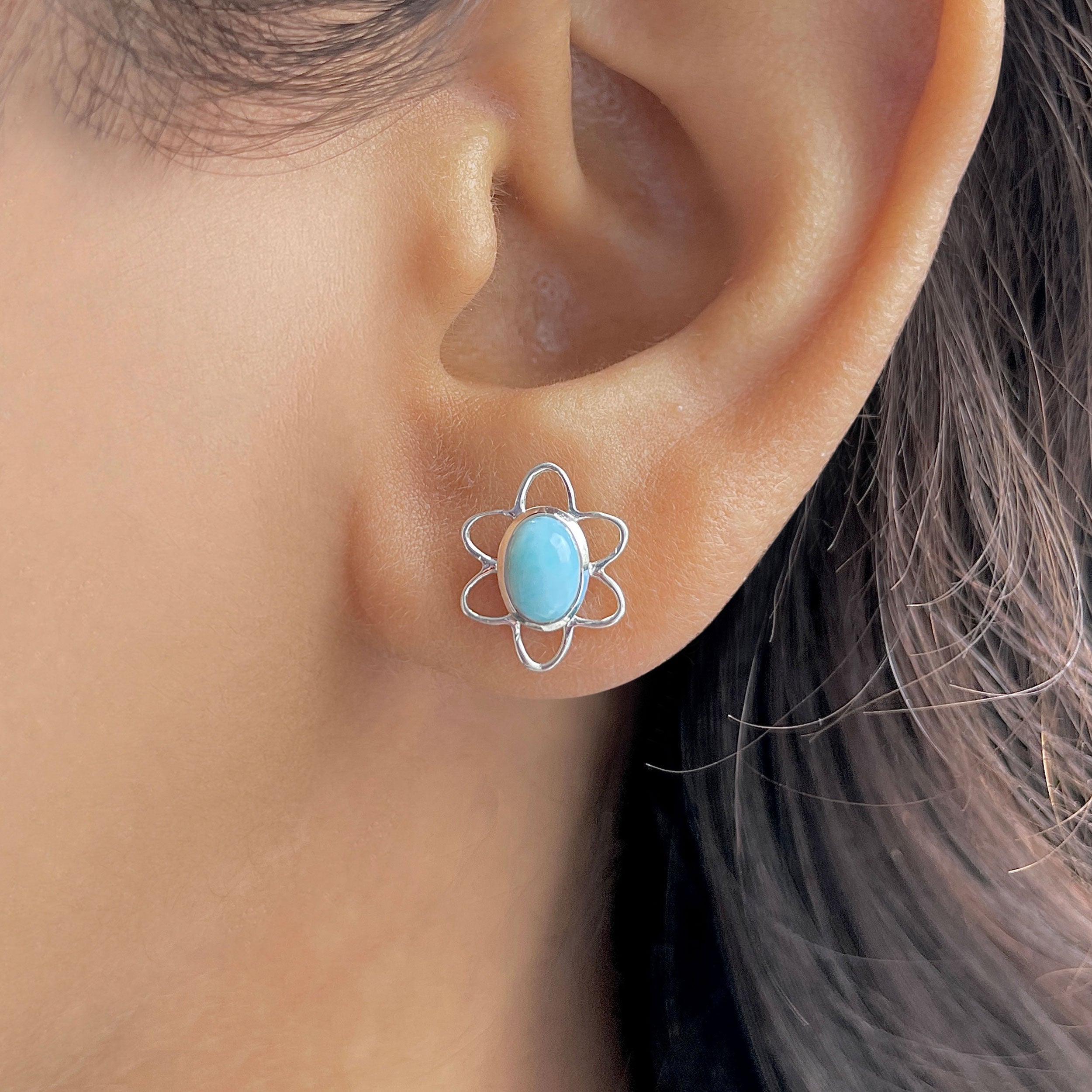 Larimar Earring-(LAR-RDE-12.)