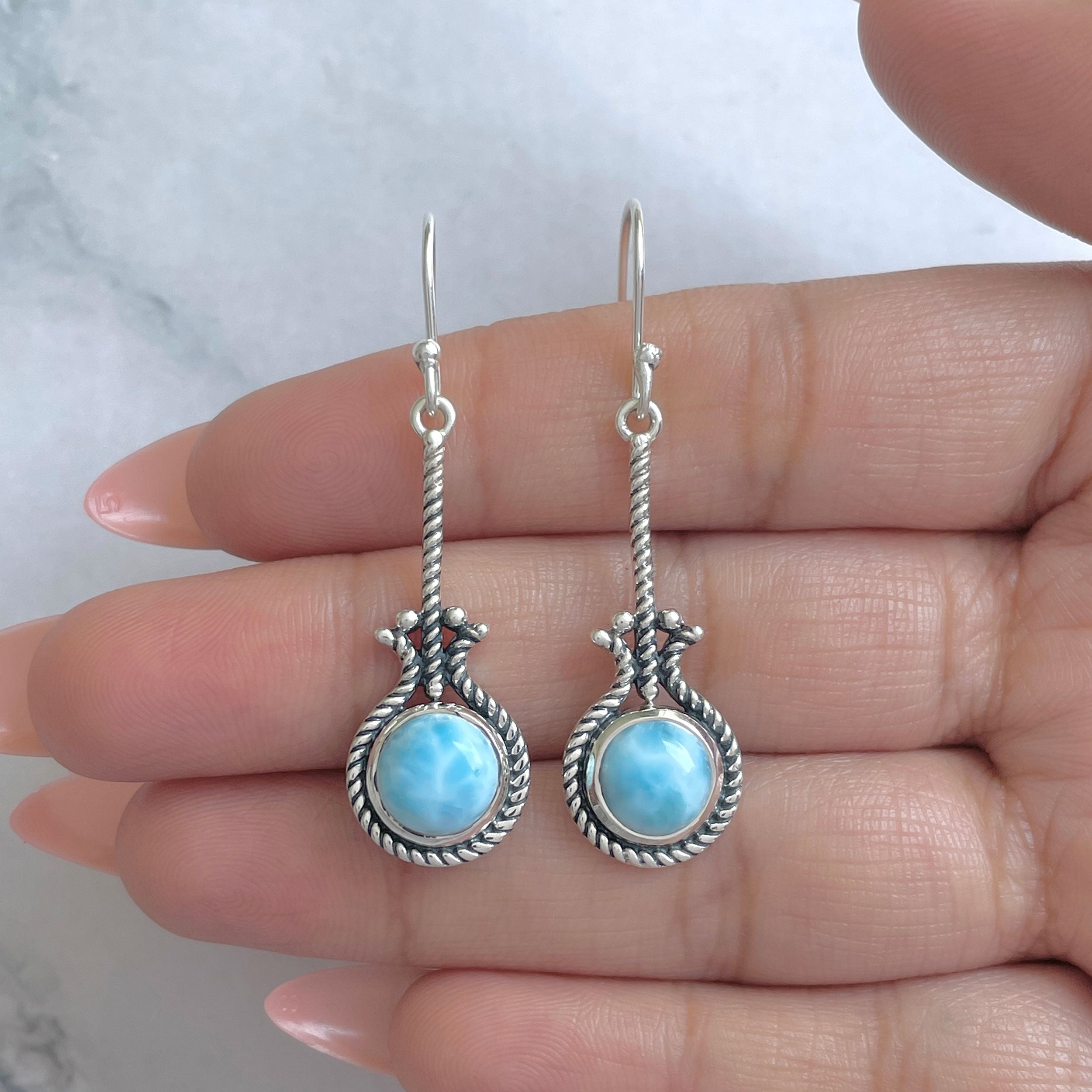 Larimar Earring-(LAR-RDE-148.)