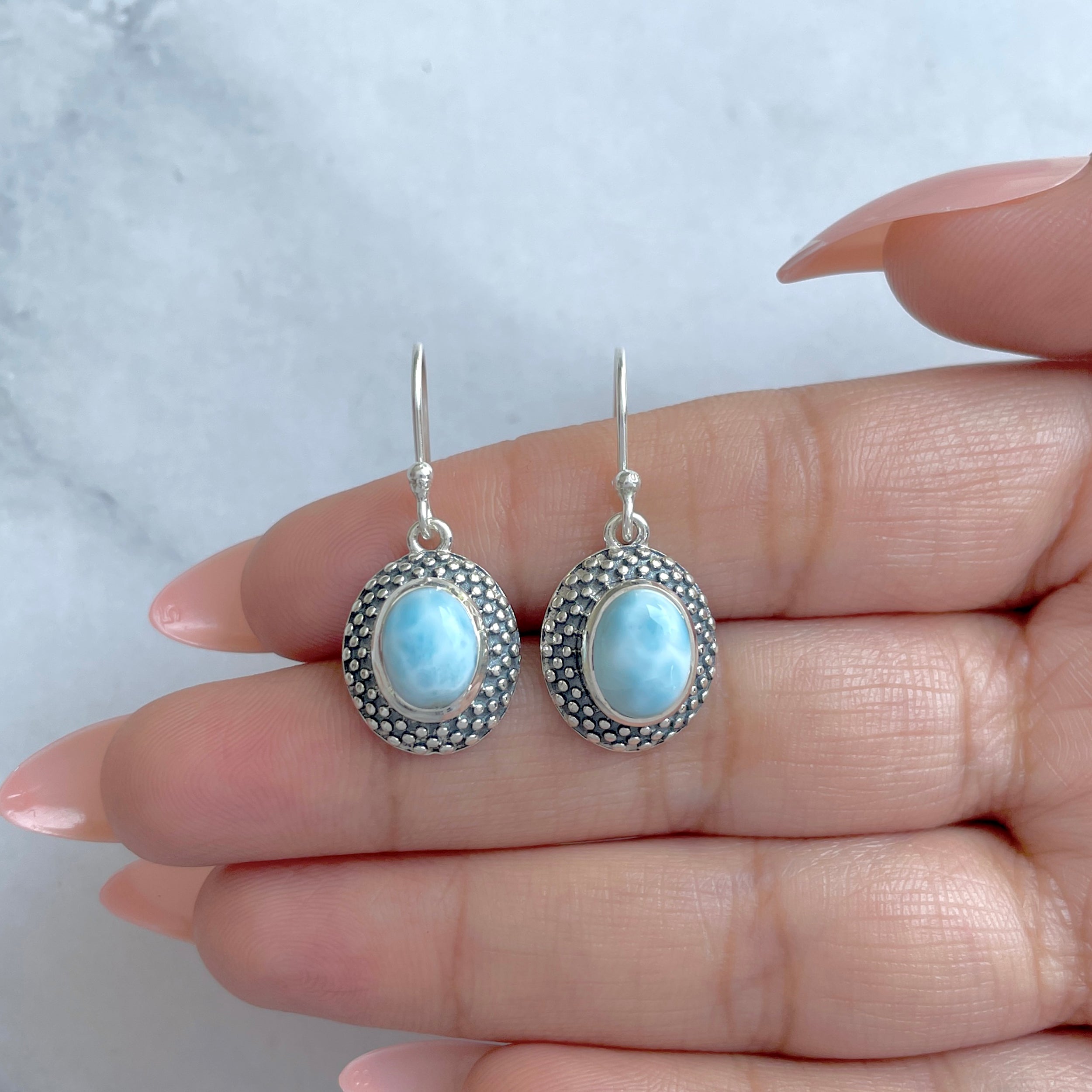 Larimar Earring-(LAR-RDE-180.)