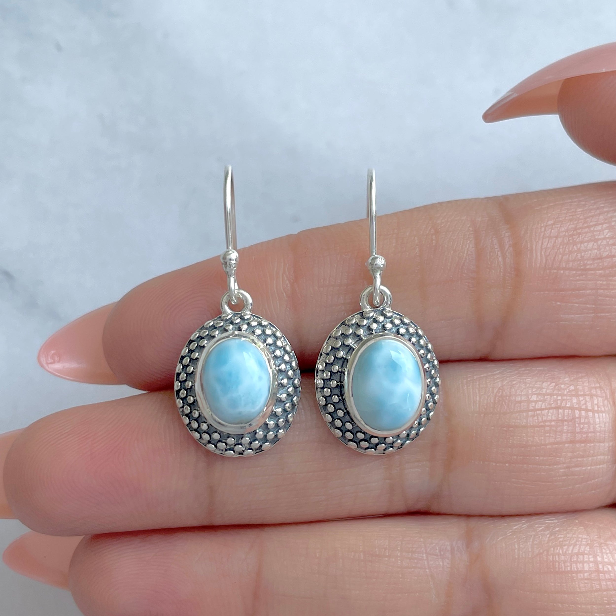 Larimar Earring-(LAR-RDE-180.)