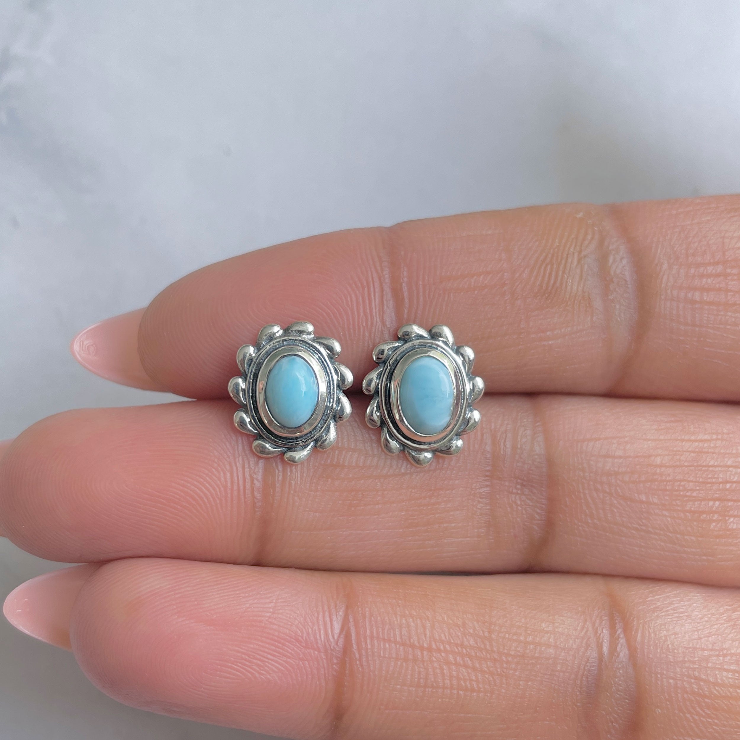 Larimar Earring-(LAR-RDE-185.)