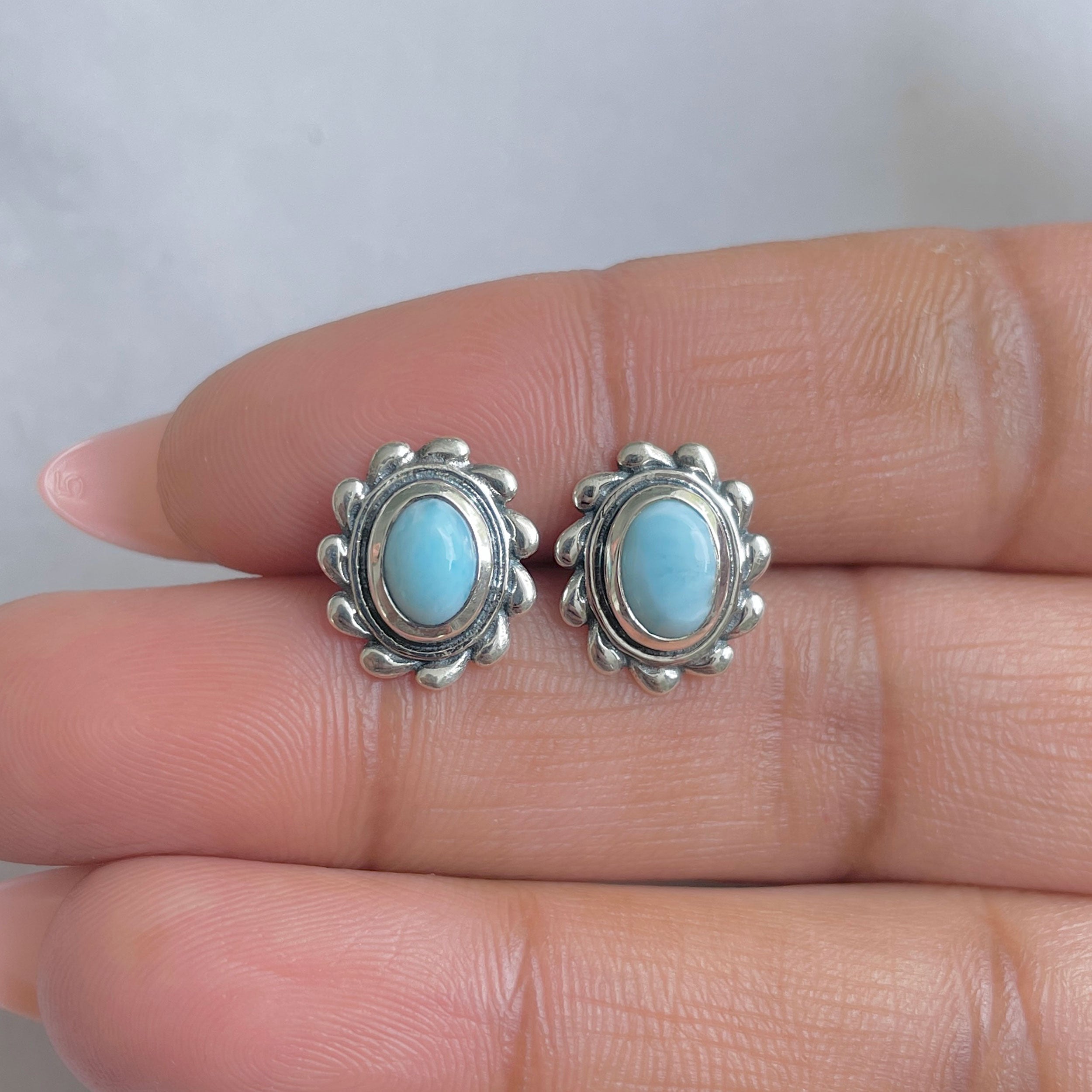 Larimar Earring-(LAR-RDE-185.)