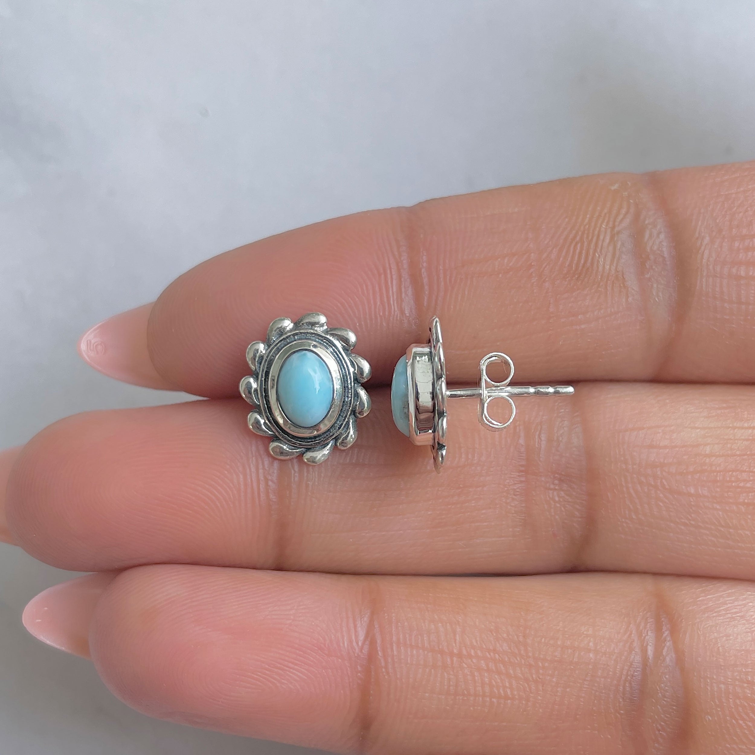 Larimar Earring-(LAR-RDE-185.)