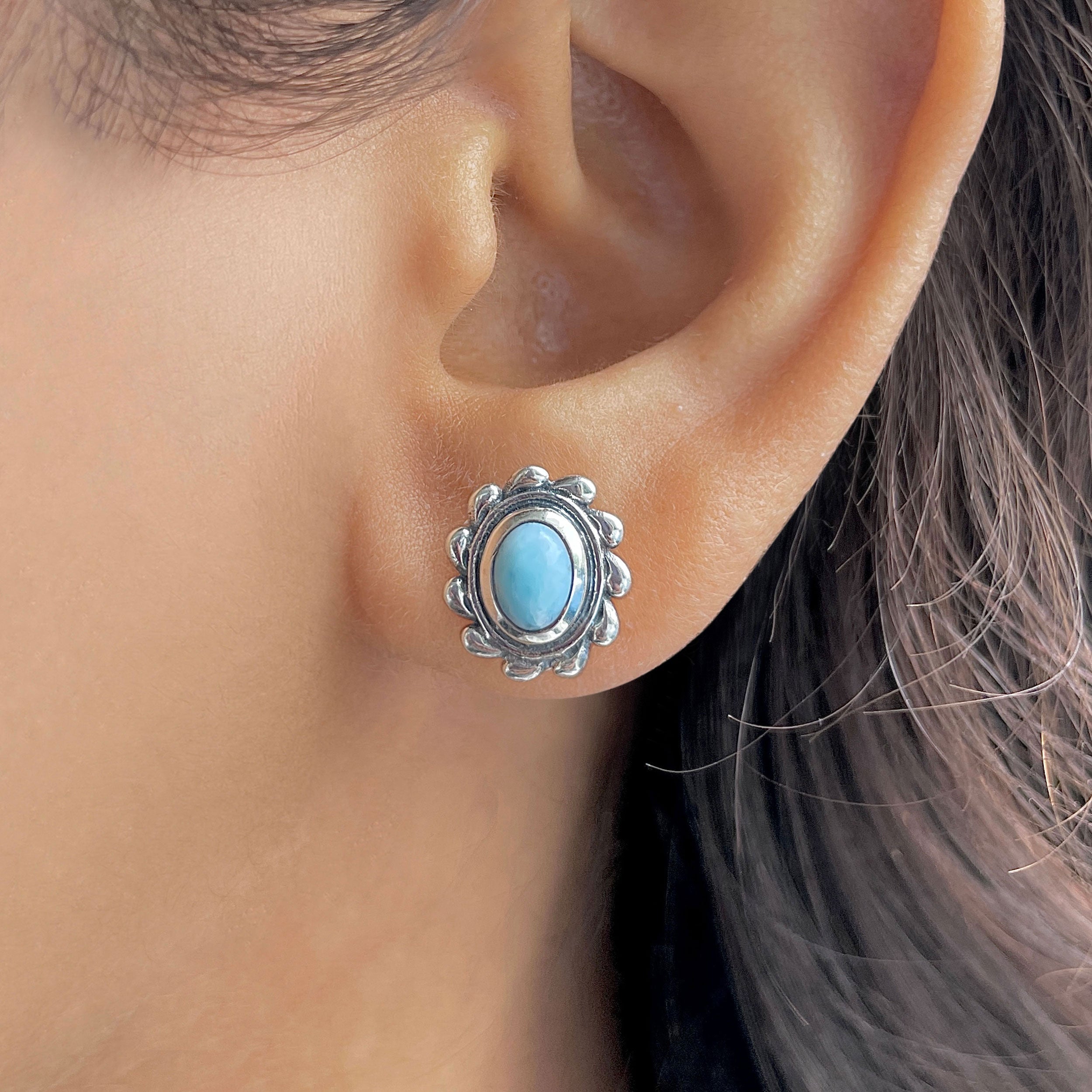 Larimar Earring-(LAR-RDE-185.)