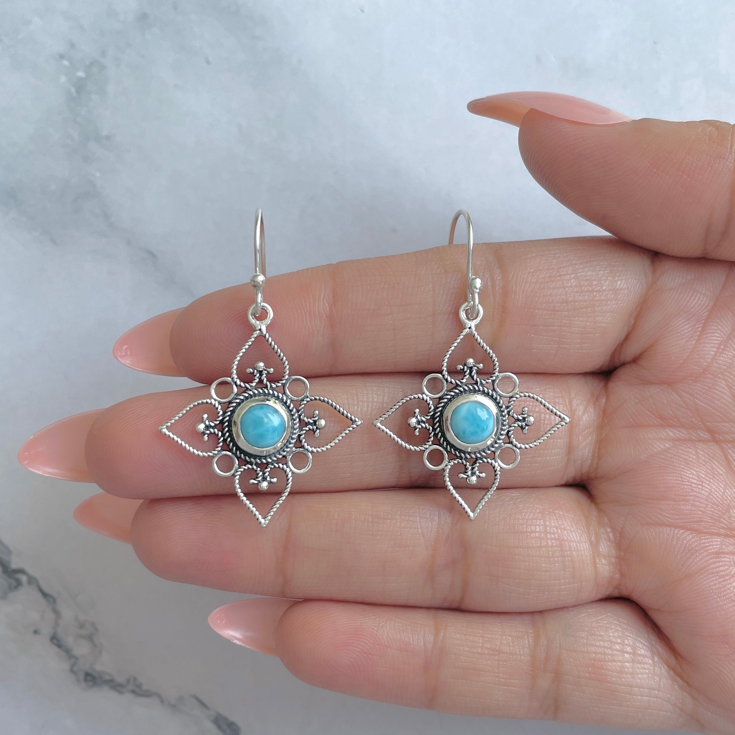 Larimar Earring-(LAR-RDE-206.)
