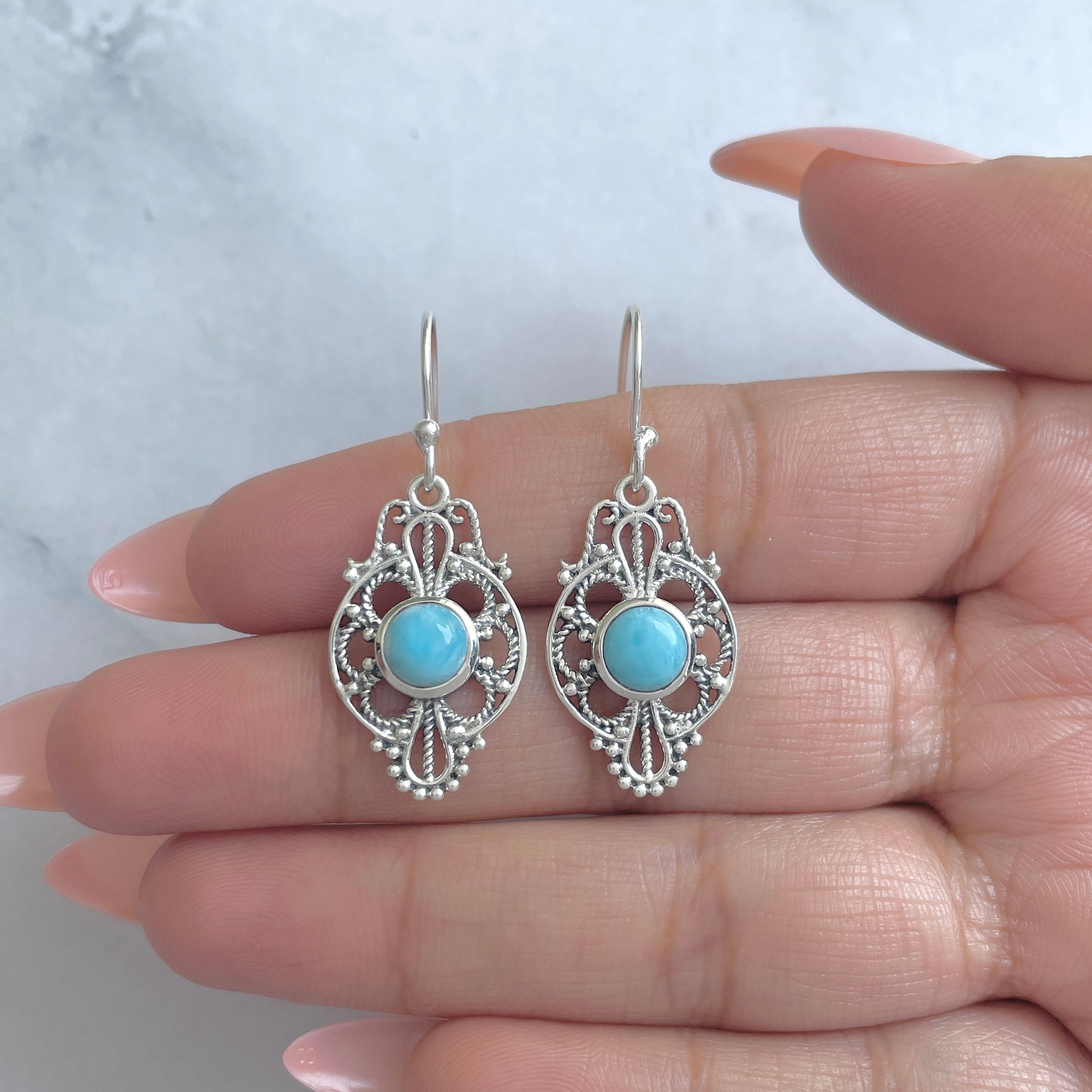 Larimar Earring-(LAR-RDE-85.)