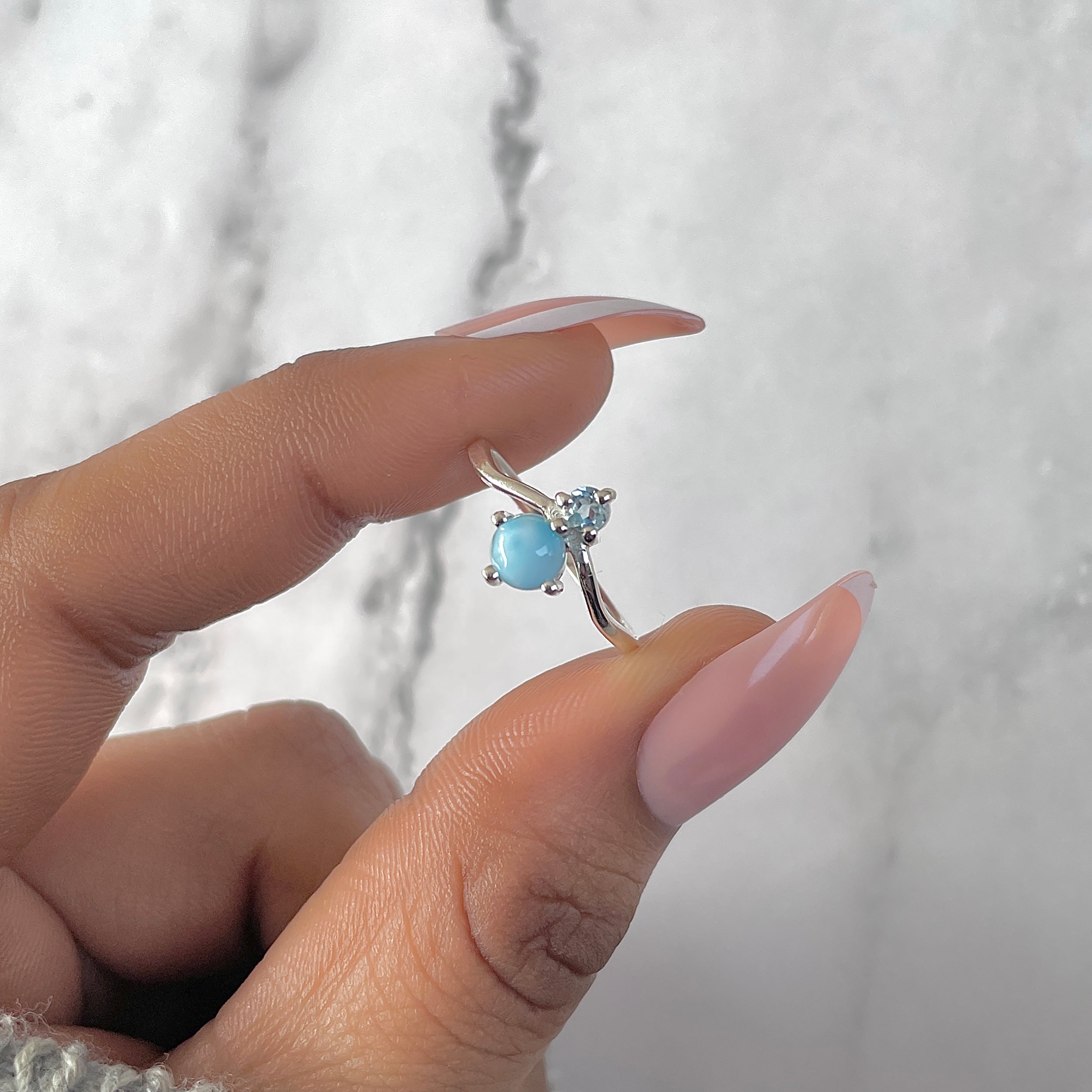 Larimar & Blue Topaz Ring-(LAR-RDR-1497.)