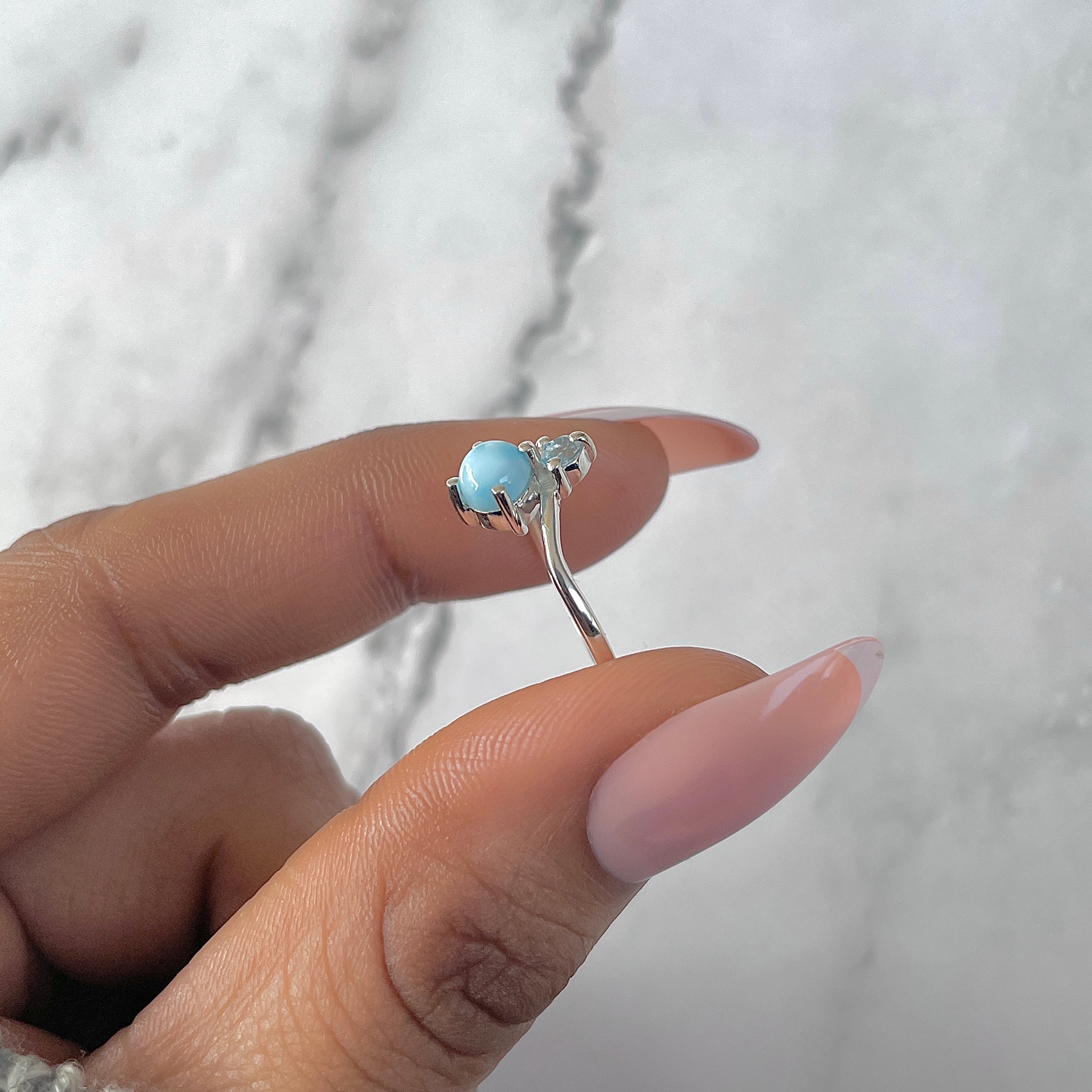 Larimar & Blue Topaz Ring-(LAR-RDR-1497.)