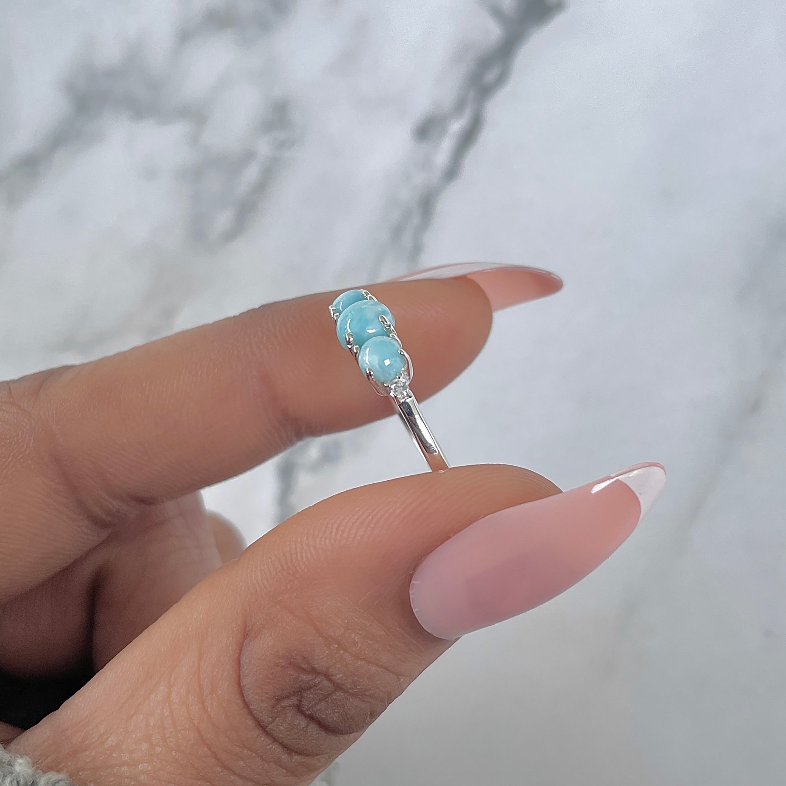 Larimar & White Topaz Ring-(LAR-RDR-232.)