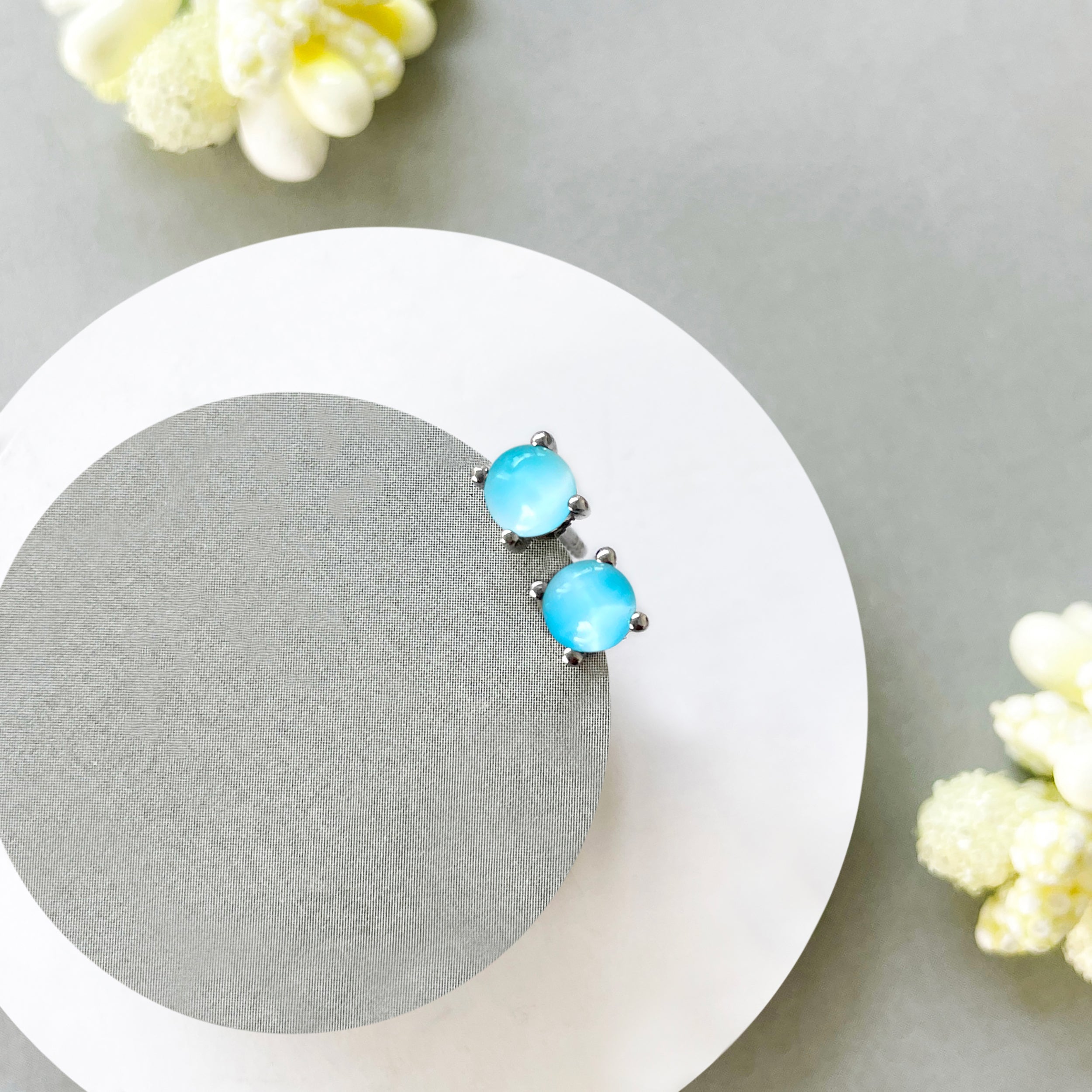 Larimar Stud Earring-(LAR-SE-1068.)