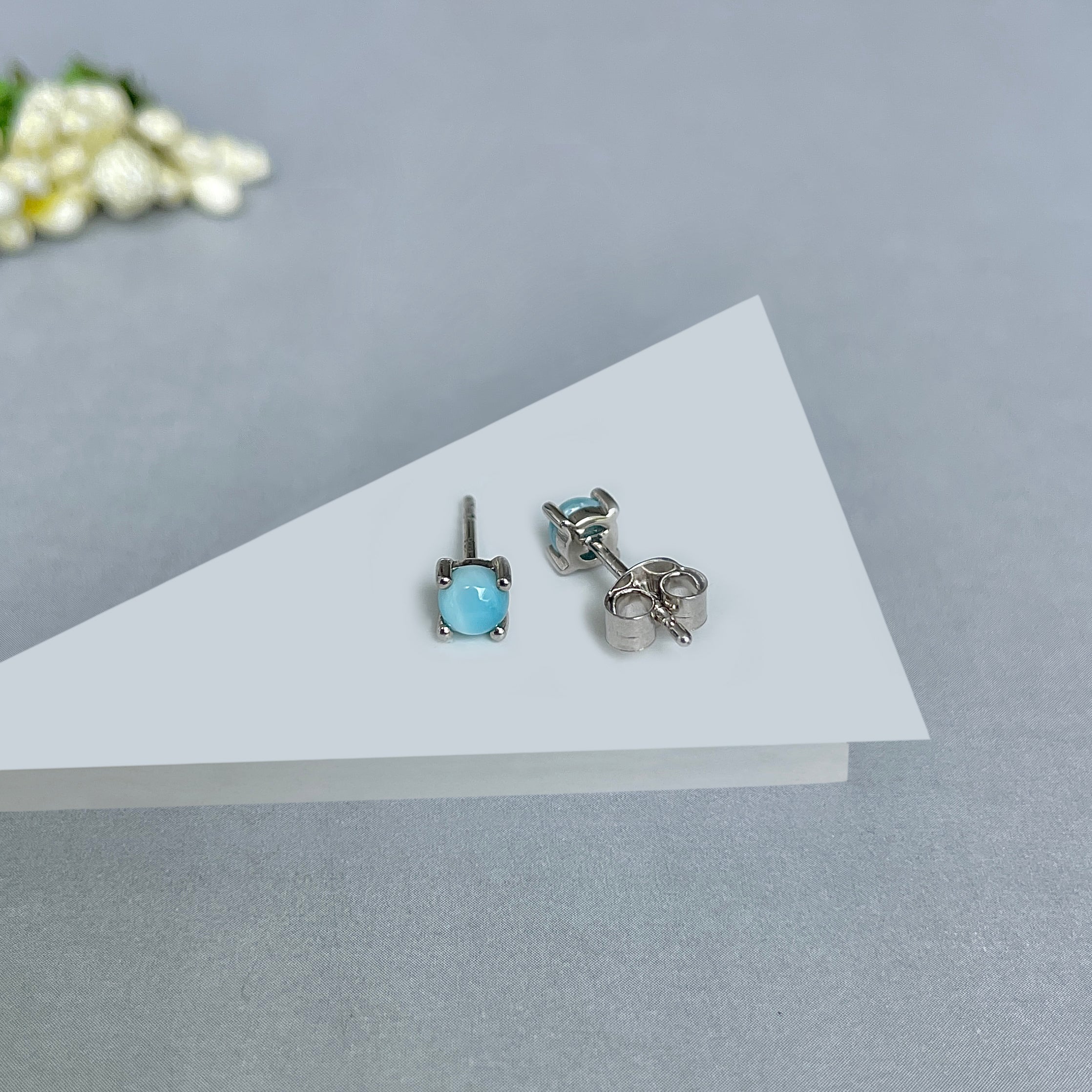 Larimar Stud Earrings-(LAR-SE-1068.)