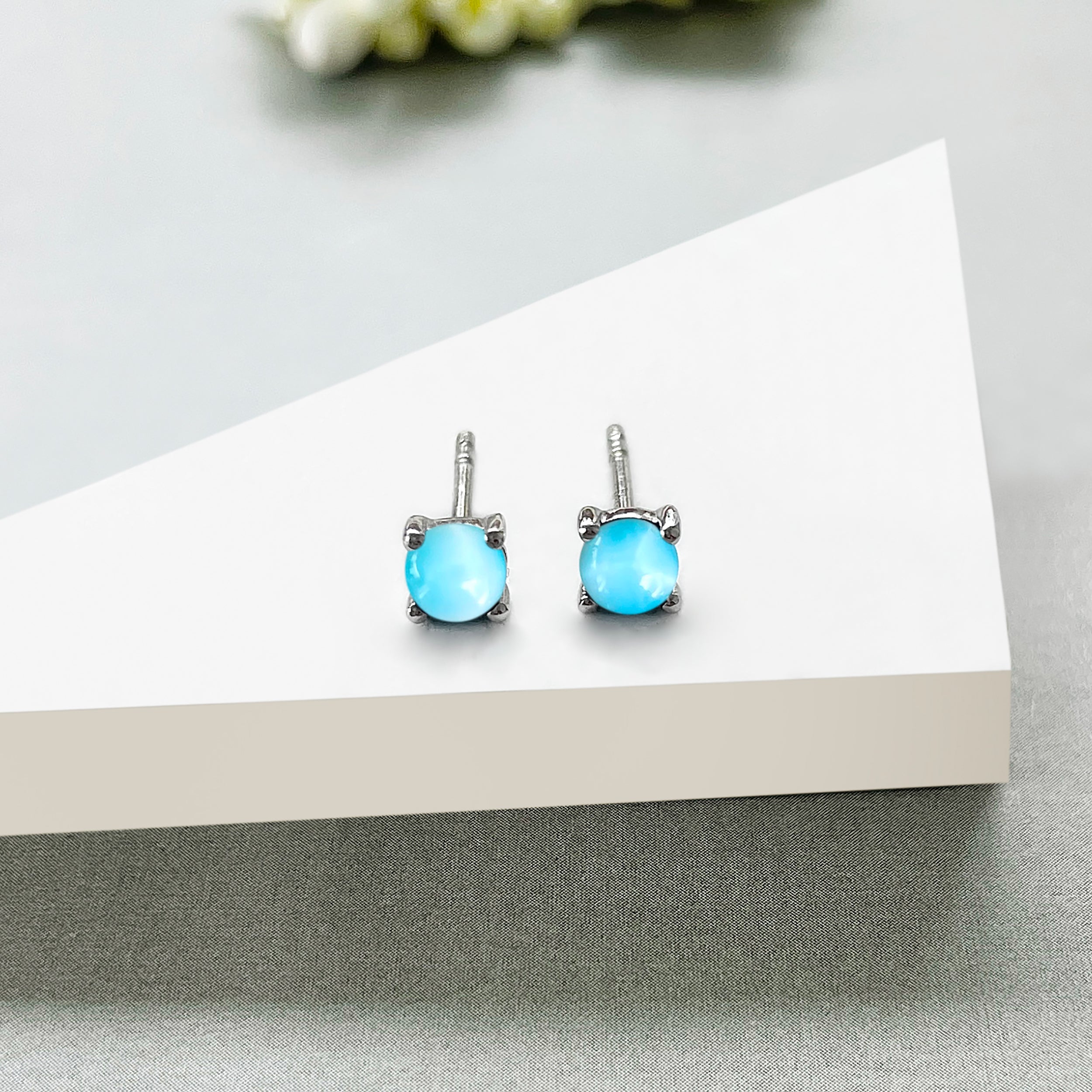Larimar Stud Earring-(LAR-SE-1068.)