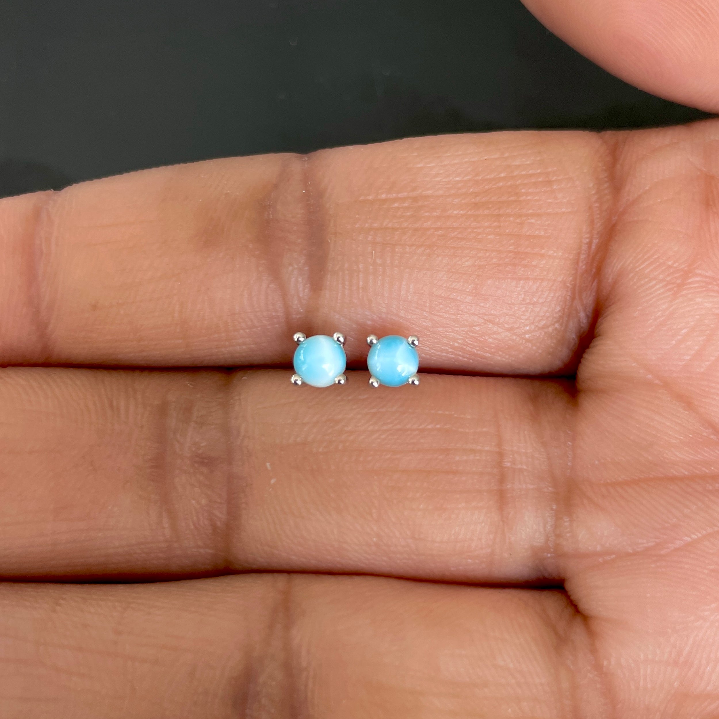 Larimar Stud Earring-(LAR-SE-1068.)