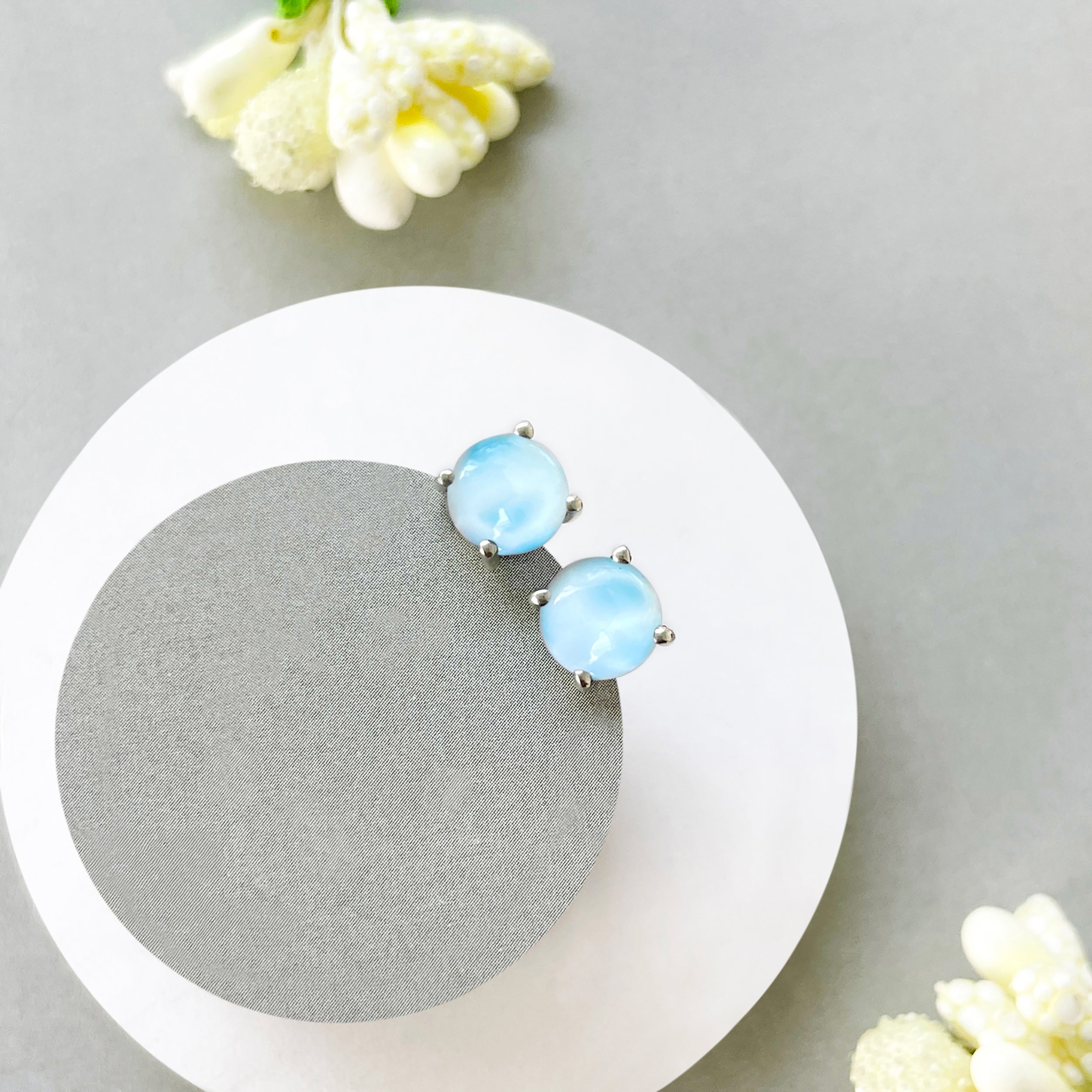 Larimar Stud Earrings-(LAR-SE-1069.)