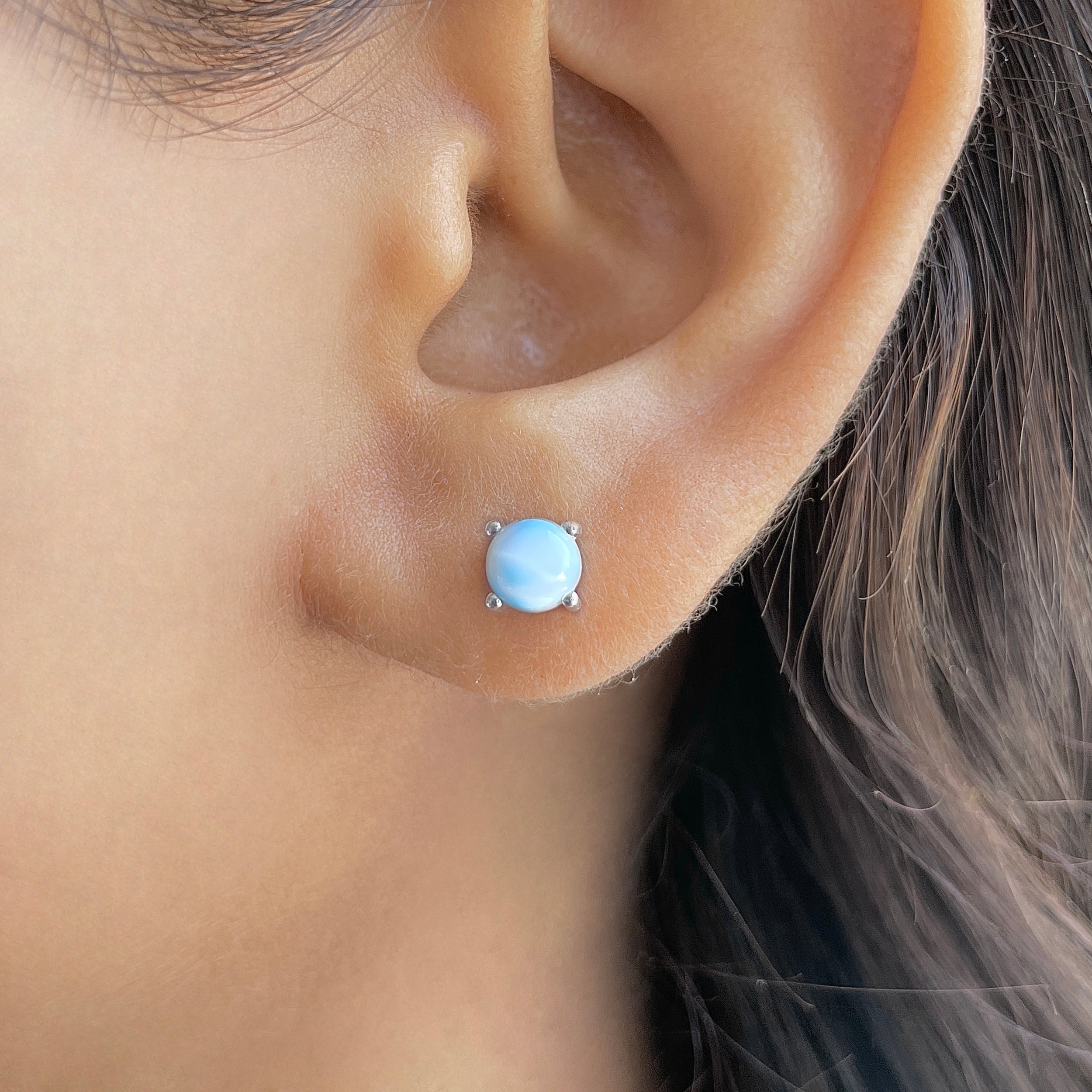 Larimar Stud Earring-(LAR-SE-1069.)
