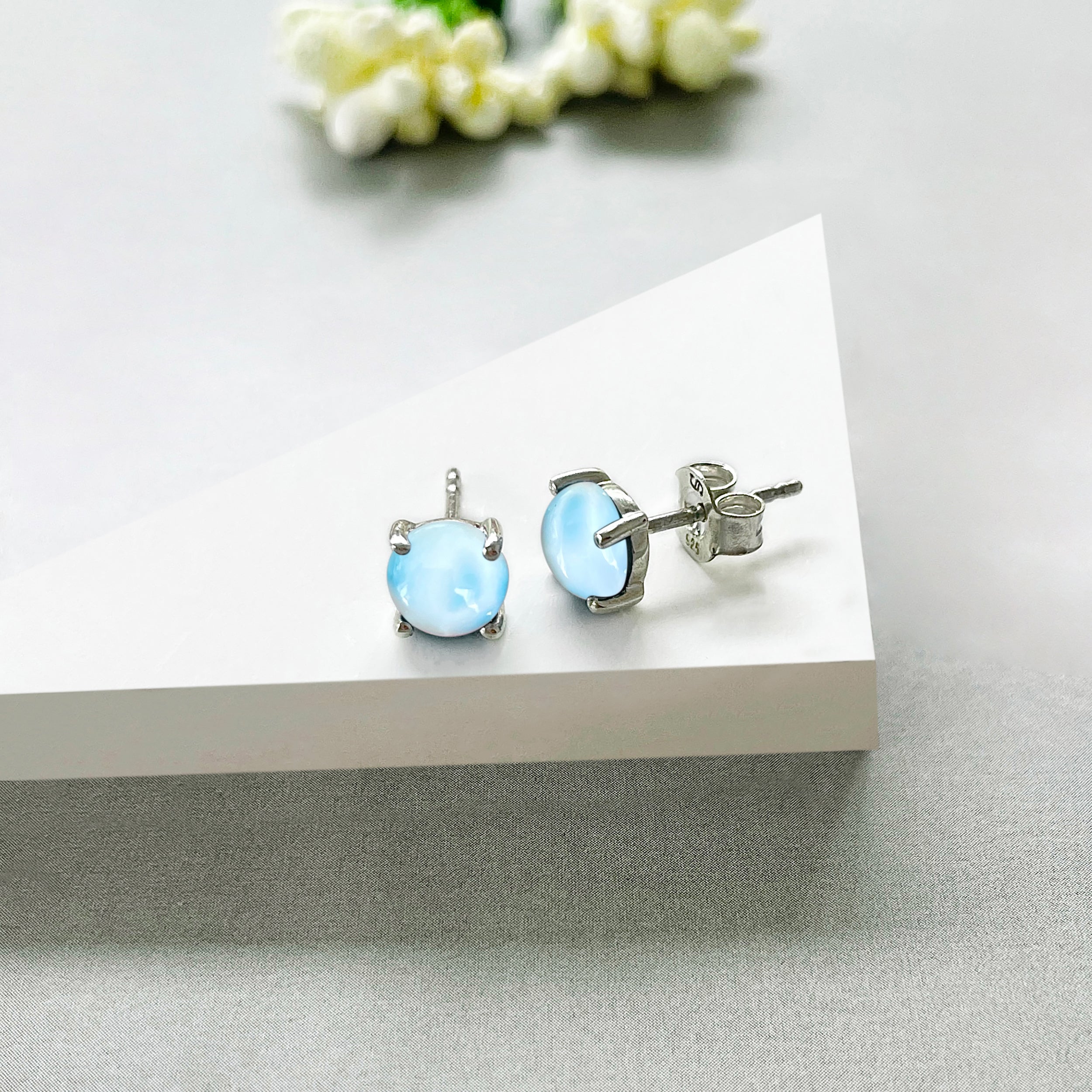 Larimar Stud Earring-(LAR-SE-1069.)