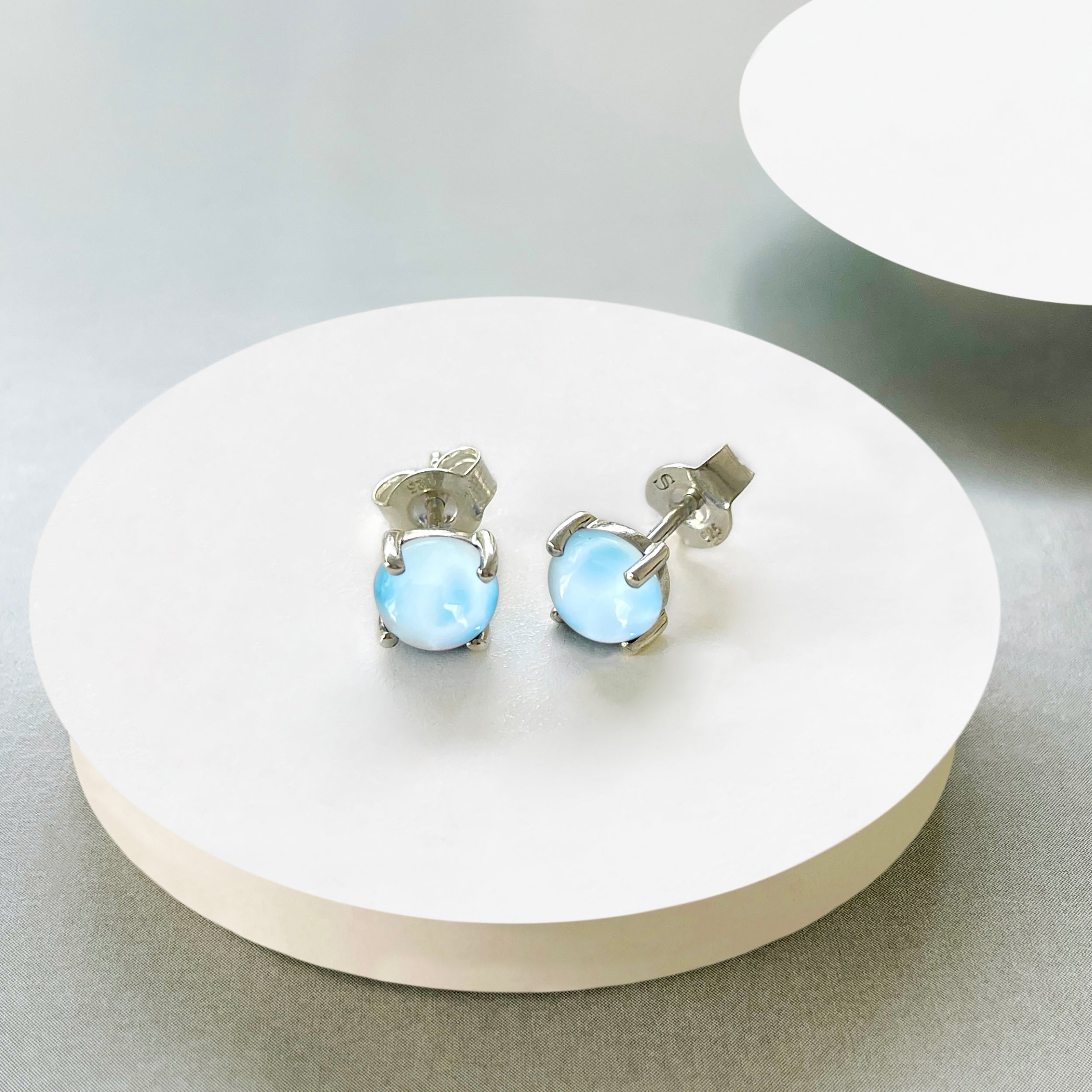 Larimar Stud Earrings-(LAR-SE-1069.)