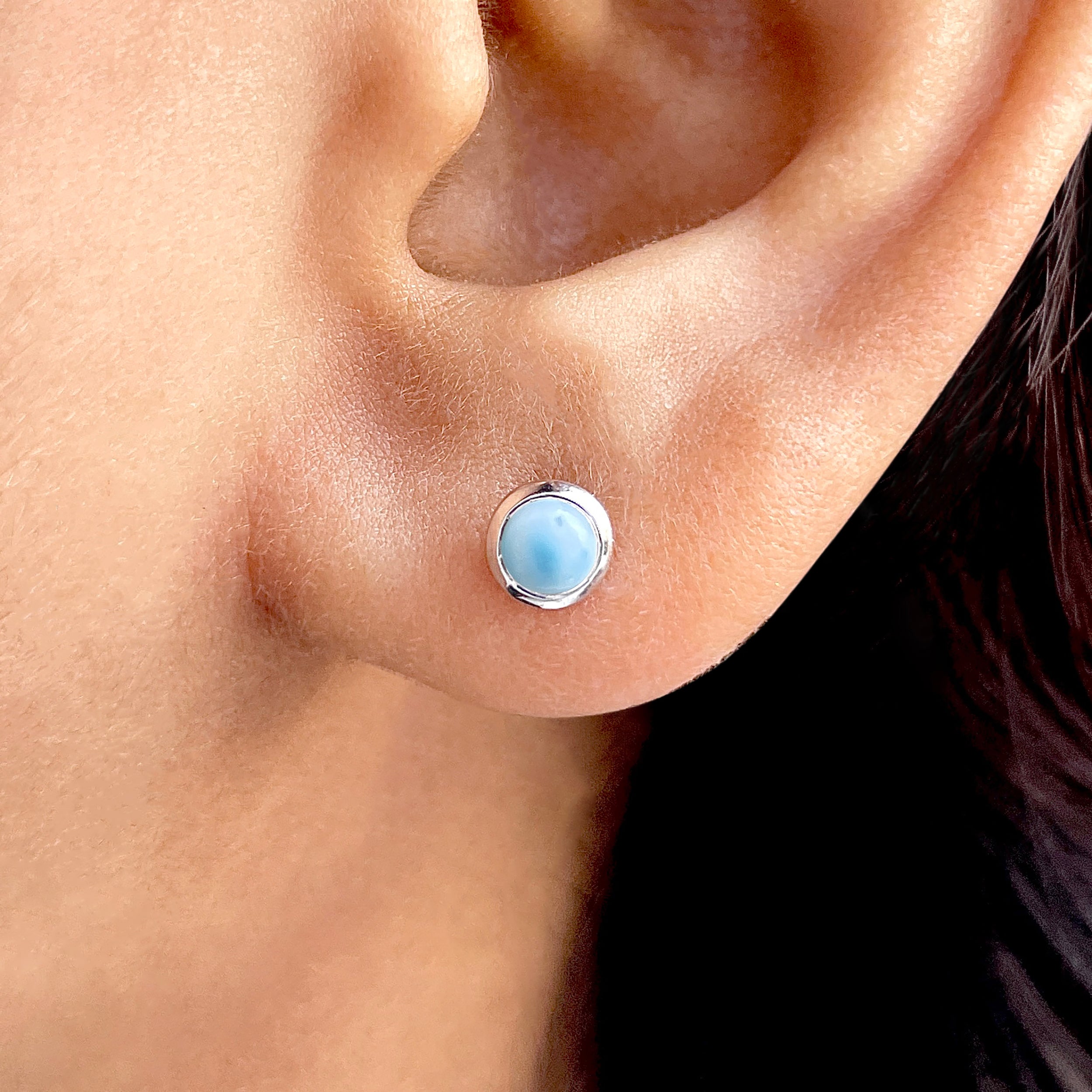 Larimar Stud Earring-(LAR-SE-1072.)