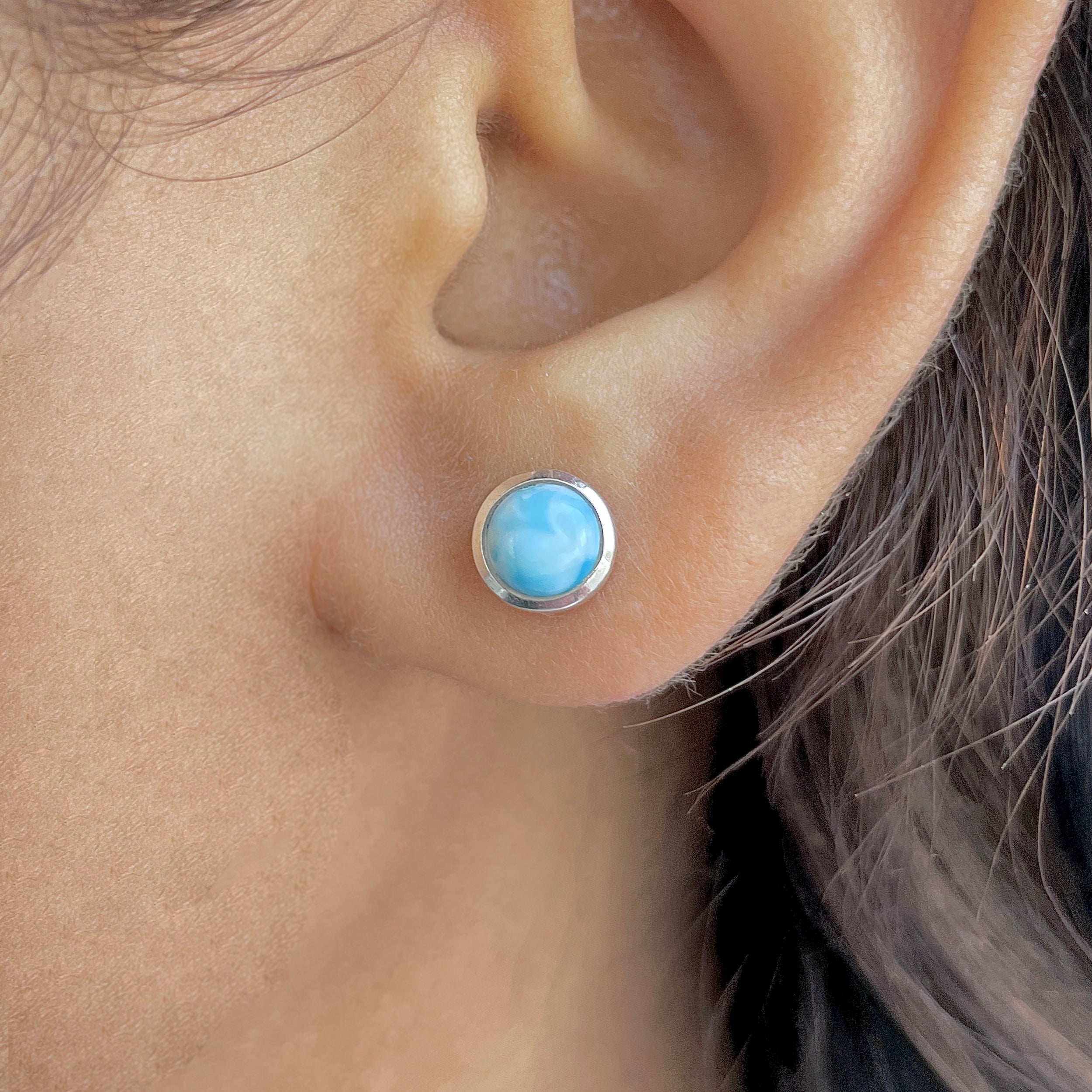 Larimar Stud Earring-(LAR-SE-1073.)
