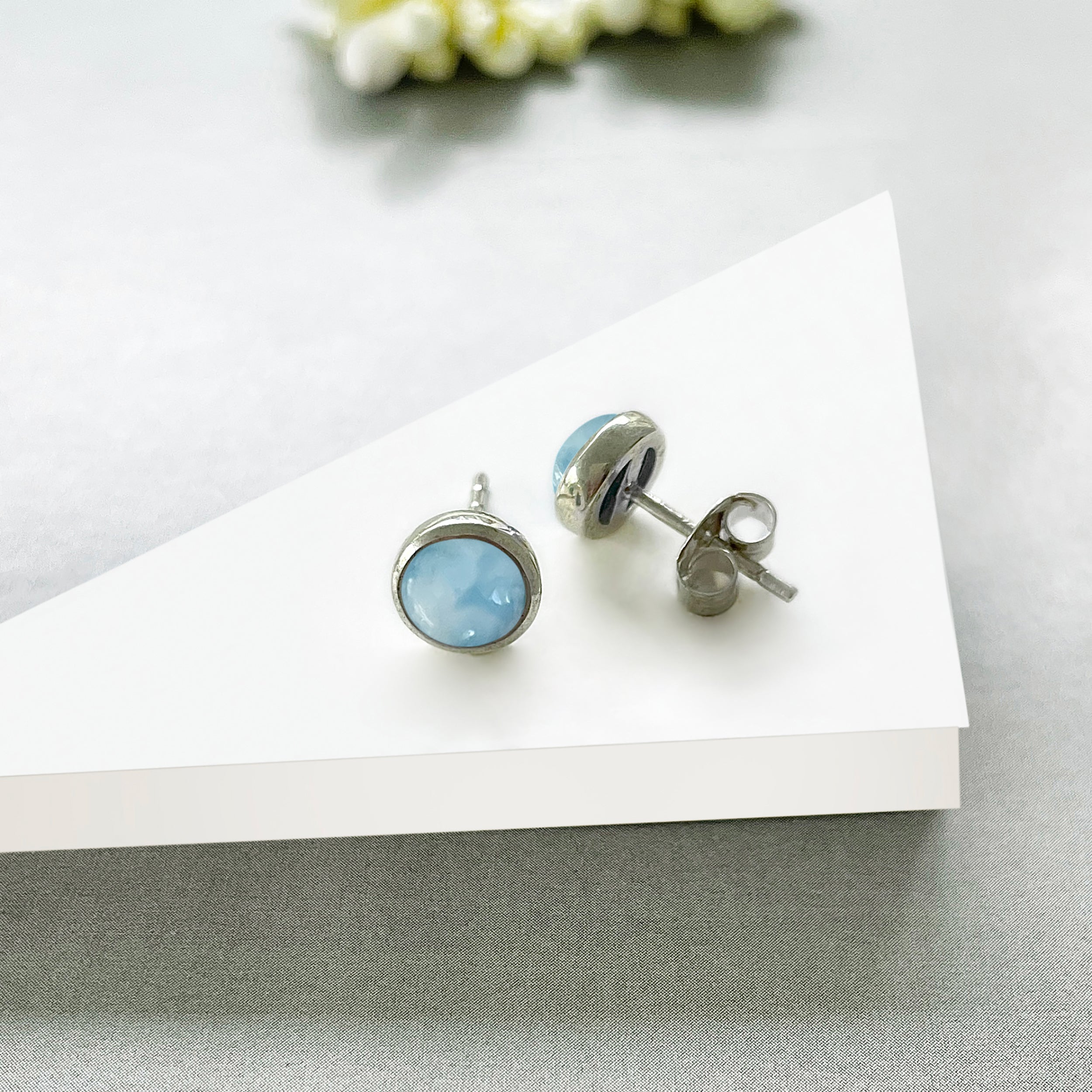 Larimar Stud Earring-(LAR-SE-1073.)