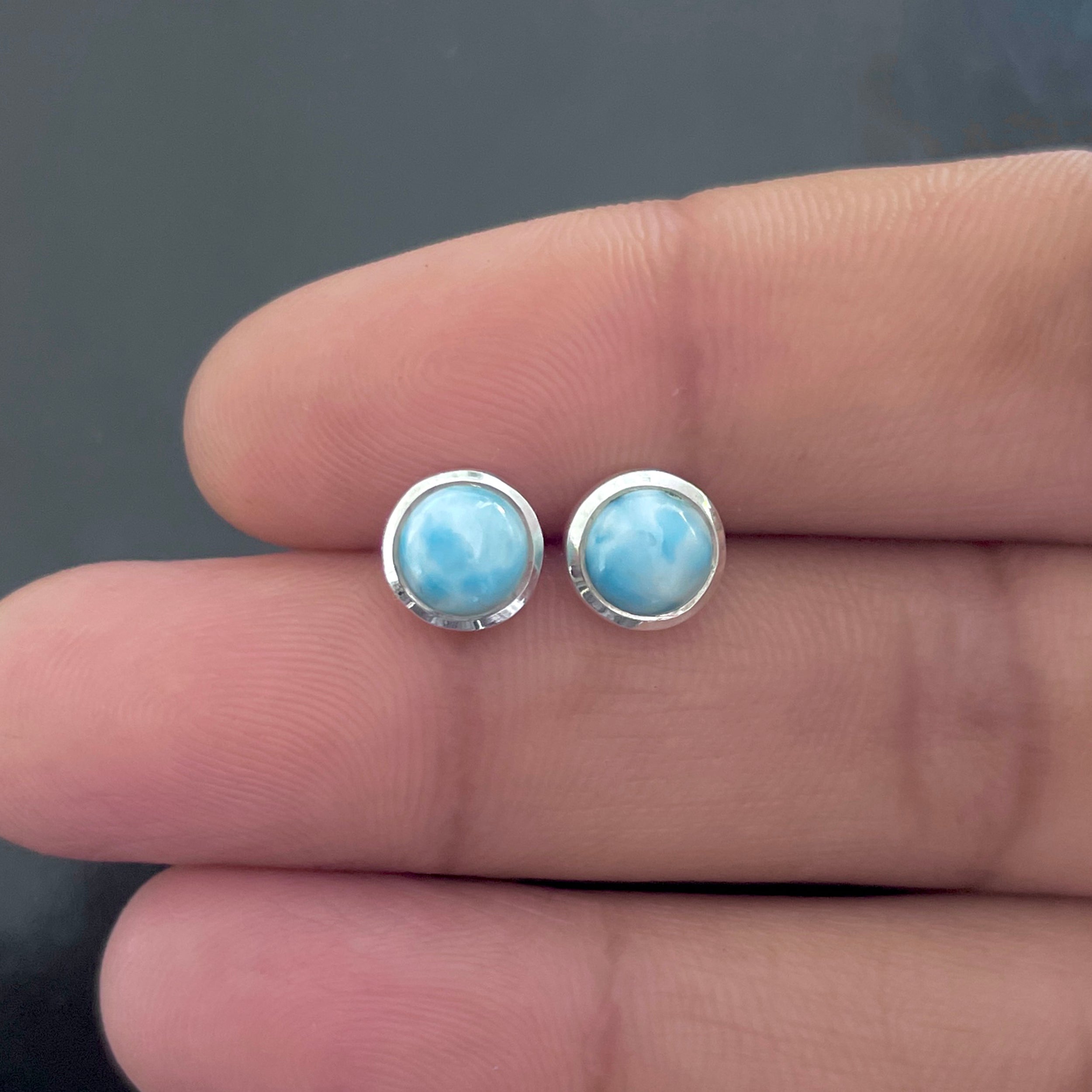 Larimar Stud Earring-(LAR-SE-1073.)