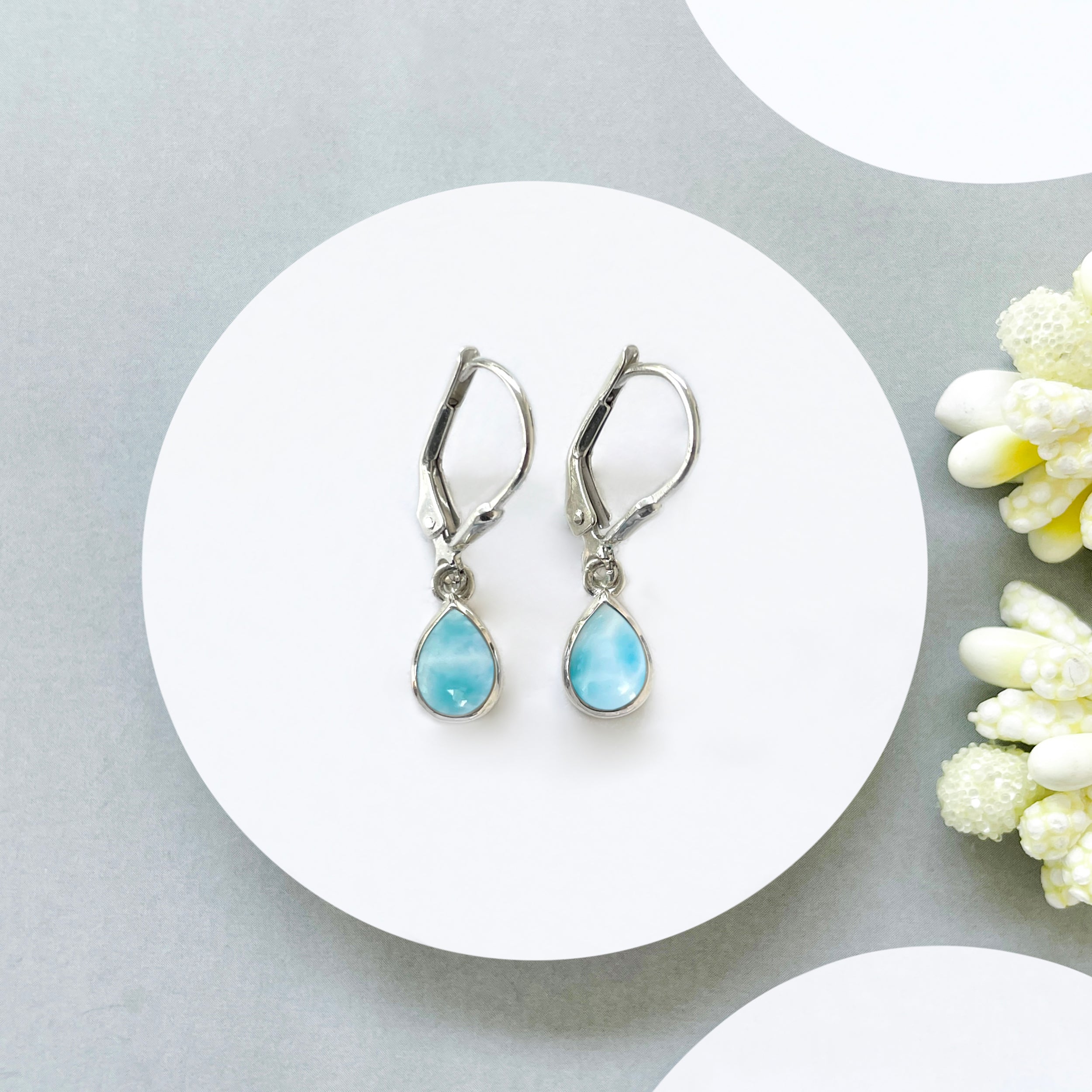 Larimar Leverback Earring-(LAR-SE-1109.)