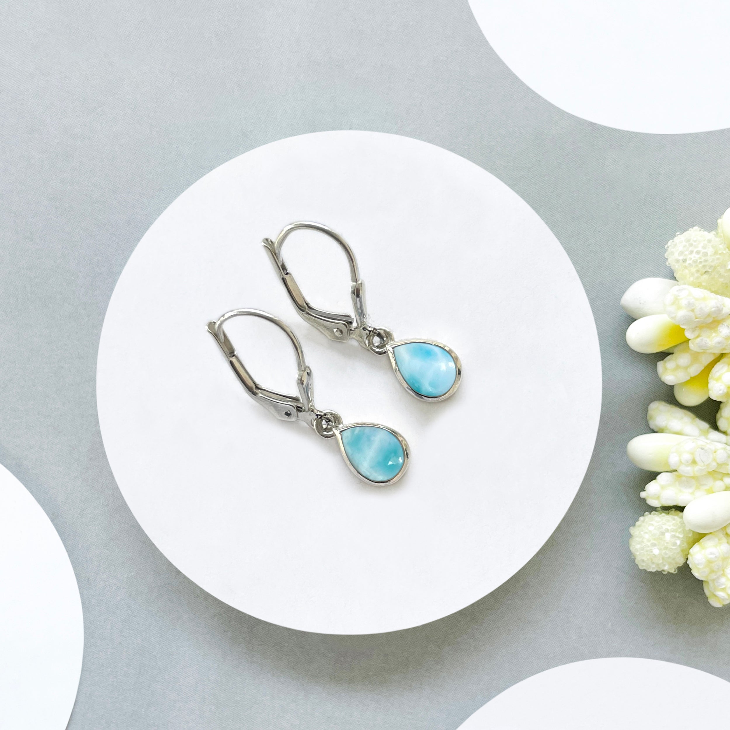 Larimar Leverback Earring-(LAR-SE-1109.)