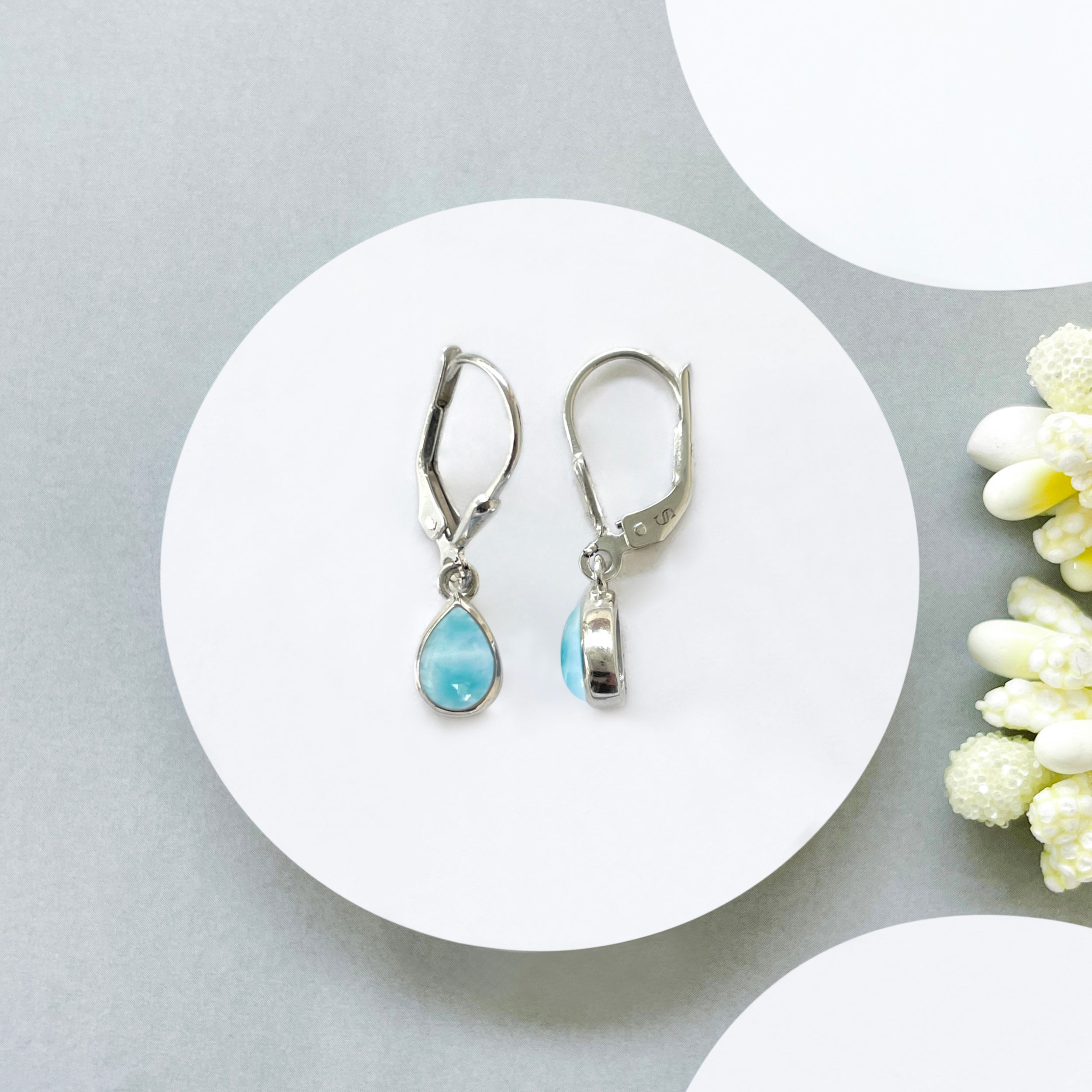 Larimar Leverback Earring-(LAR-SE-1109.)