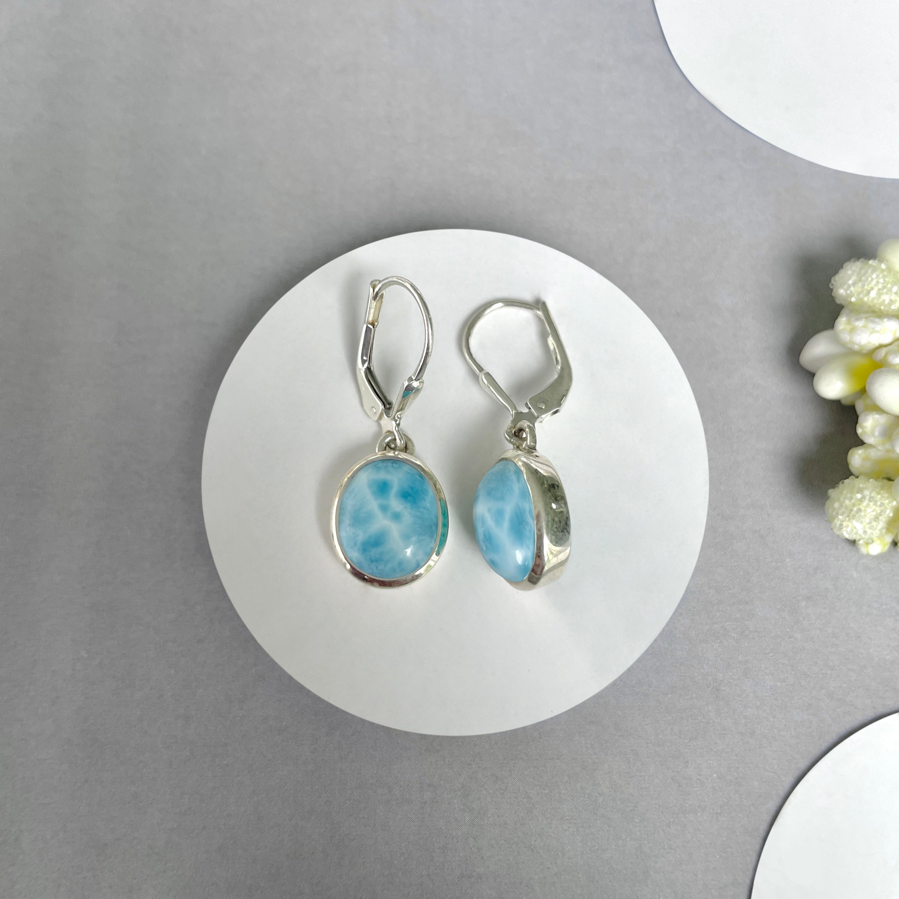 Larimar Leverback Earrings-(LAR-SE-1116.)