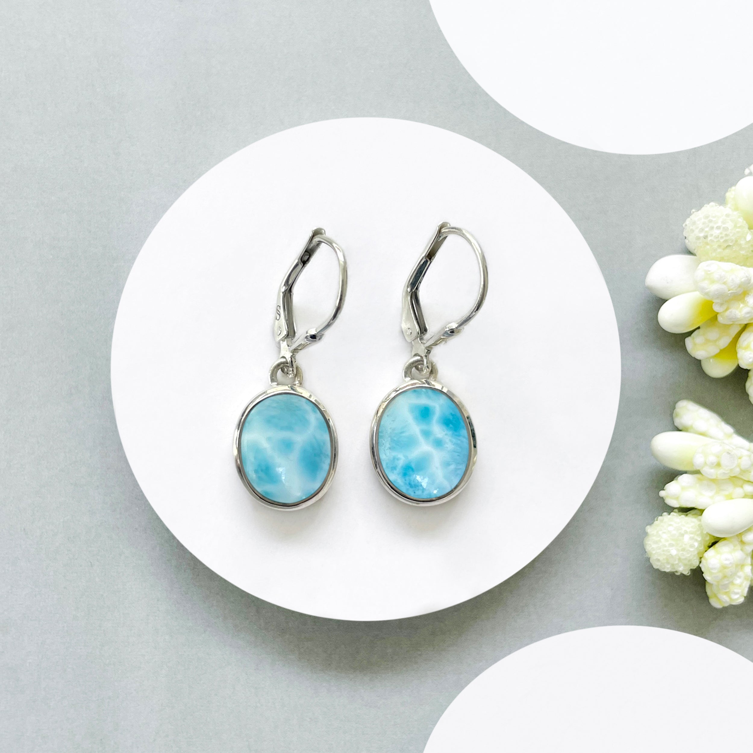 Larimar Leverback Earring-(LAR-SE-1116.)