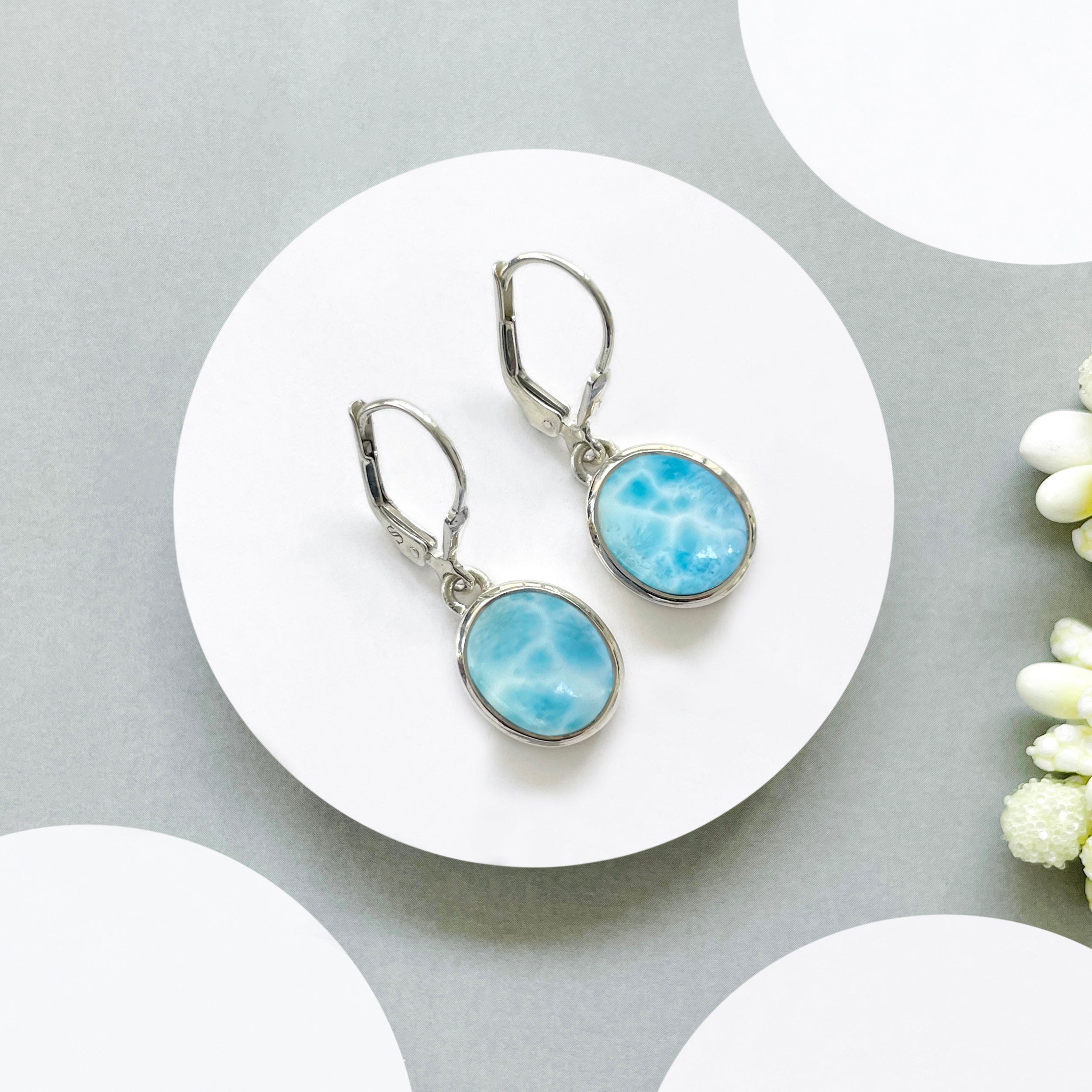 Larimar Leverback Earring-(LAR-SE-1116.)