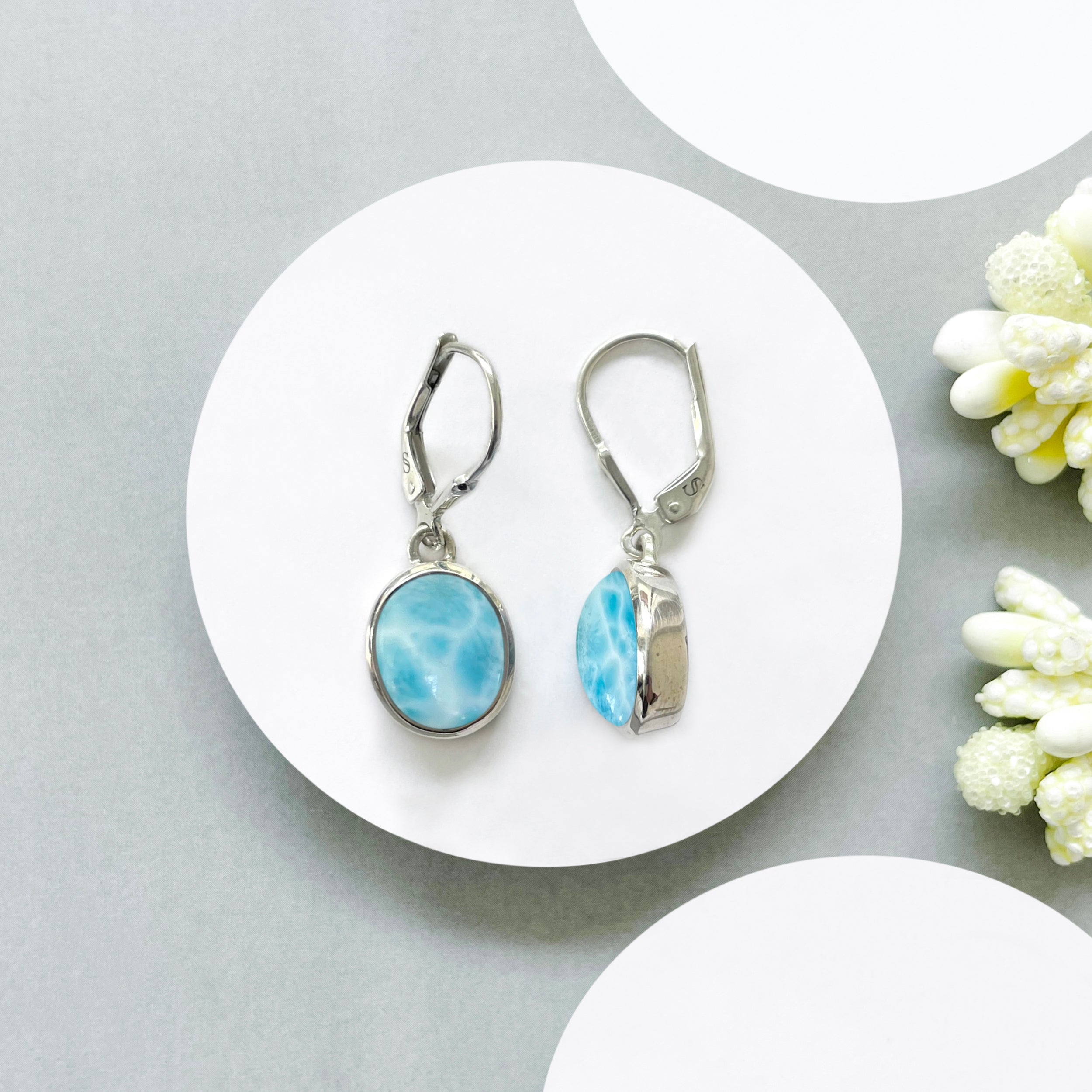 Larimar Leverback Earring-(LAR-SE-1116.)