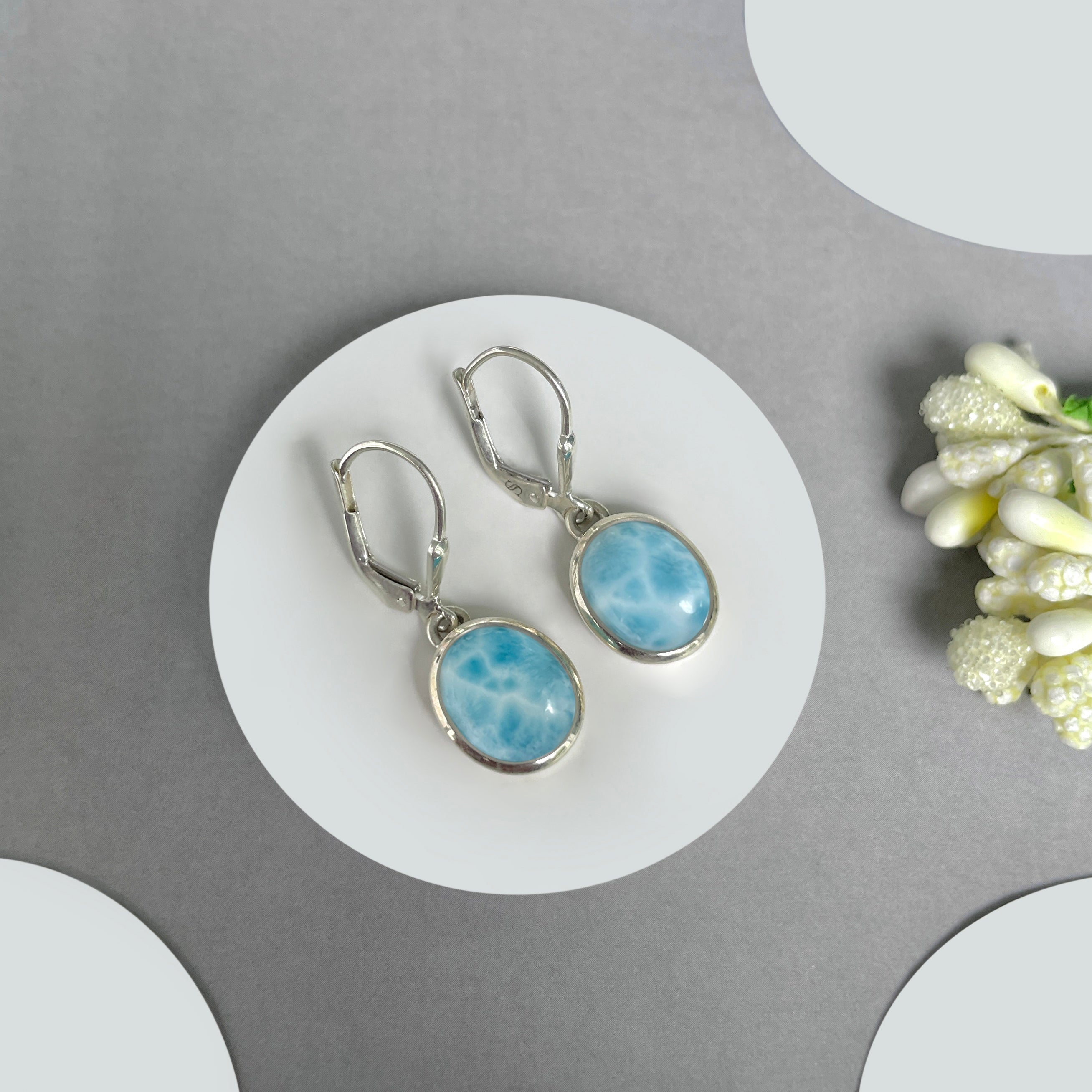 Larimar Leverback Earrings-(LAR-SE-1116.)