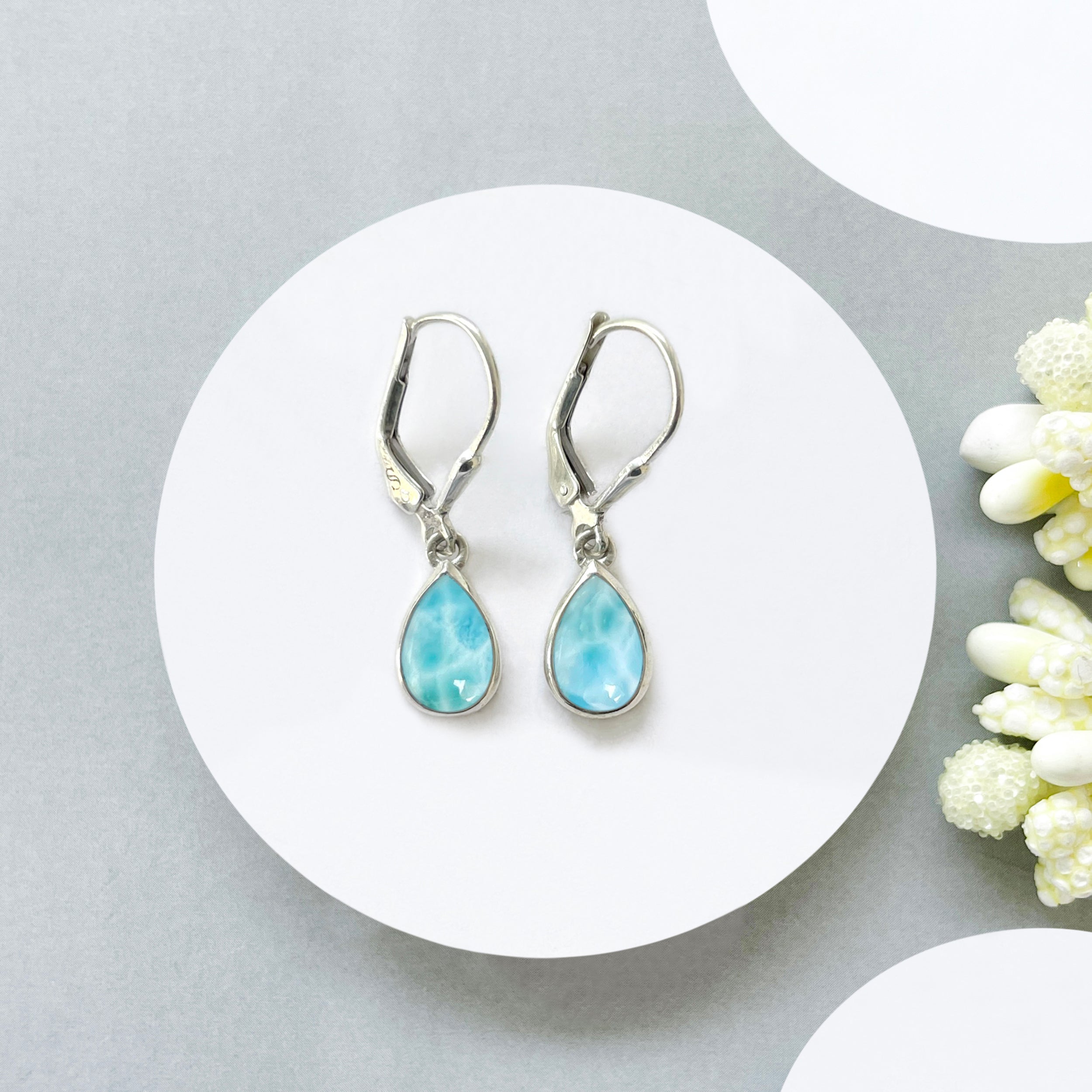 Larimar Leverback Earring-(LAR-SE-1117.)