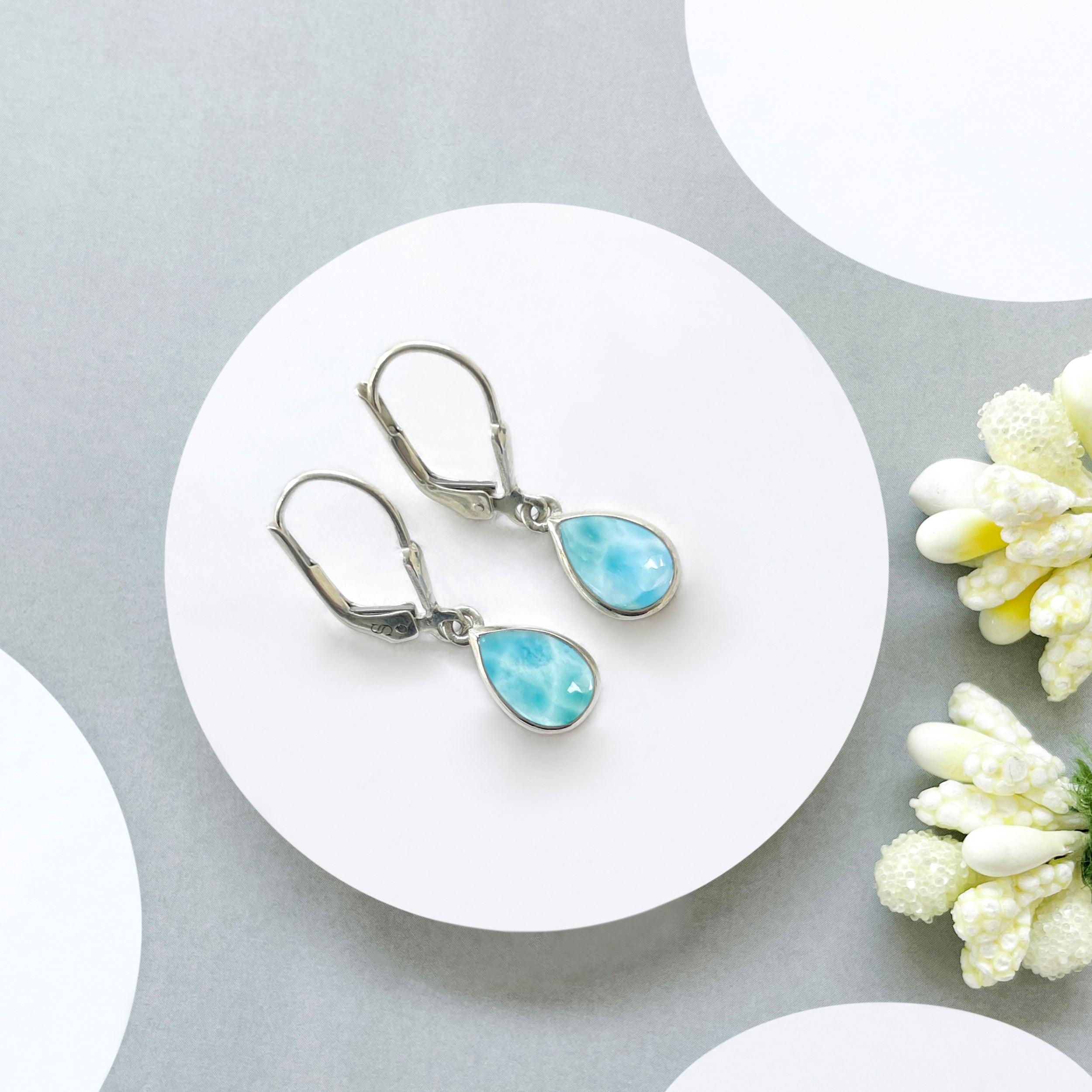 Larimar Leverback Earring-(LAR-SE-1117.)
