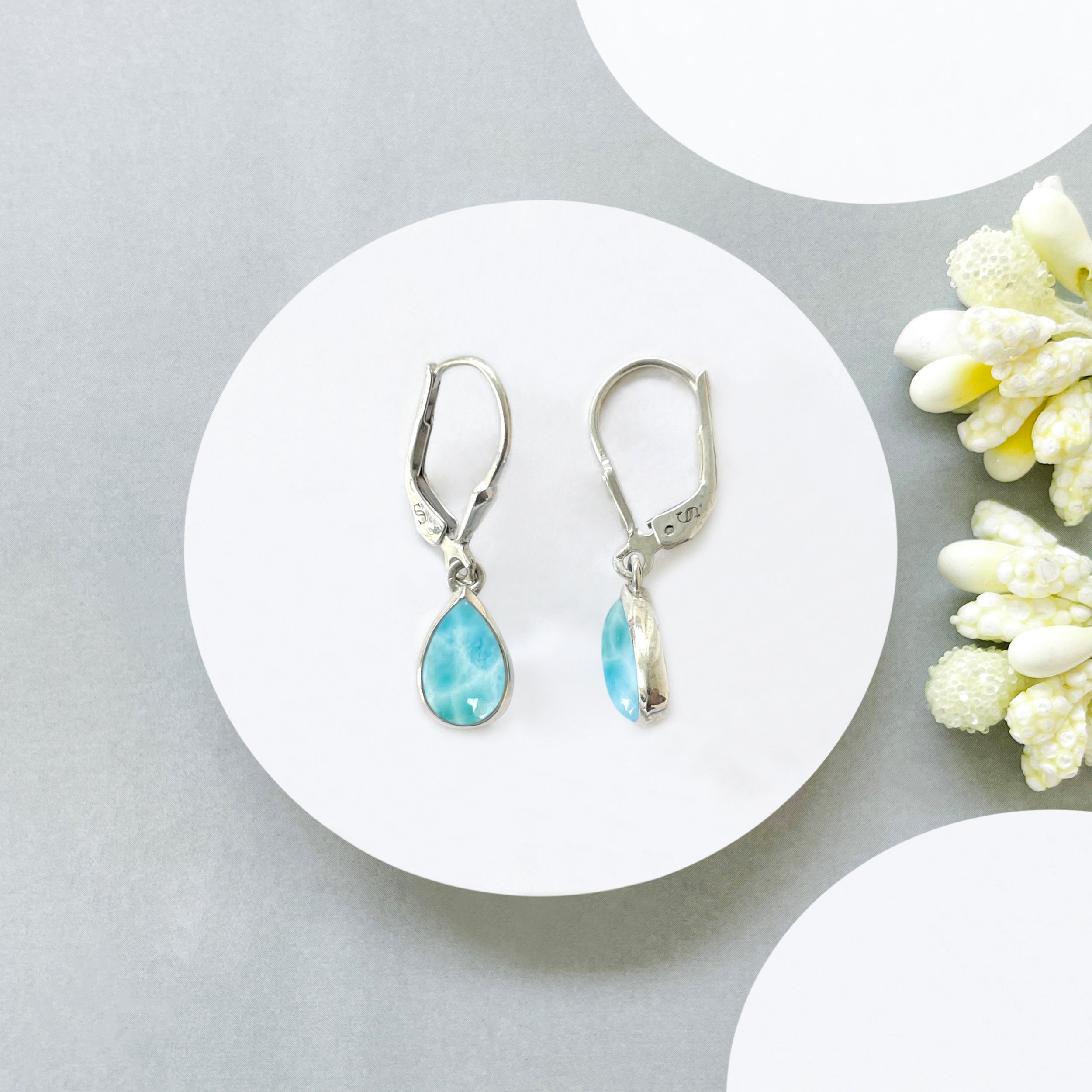 Larimar Leverback Earring-(LAR-SE-1117.)